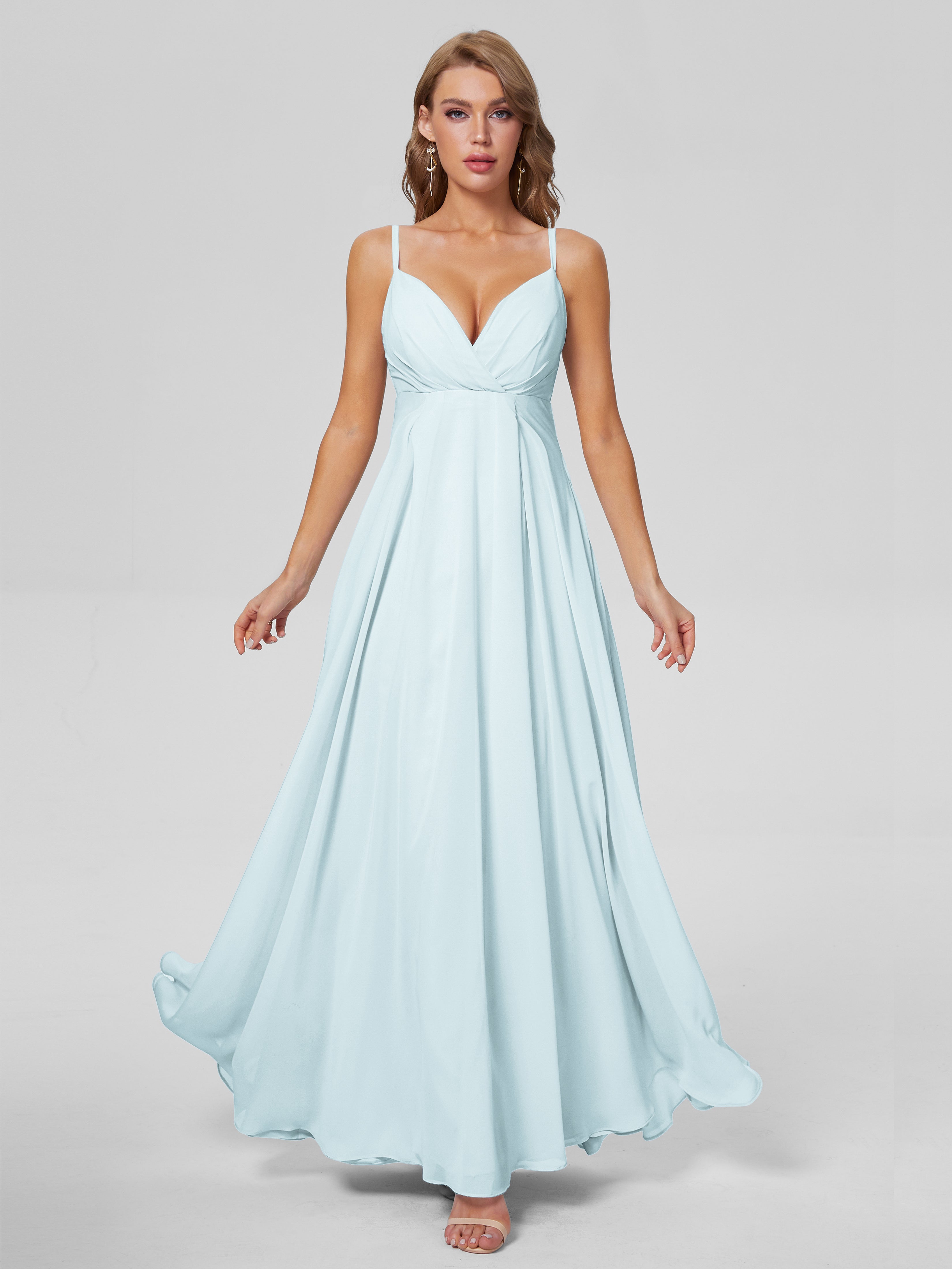 Robe De Demoiselle D'Honneur Brume Classique Bretelles Spaghetti Mousseline Robes Demoiselle D'Honneur