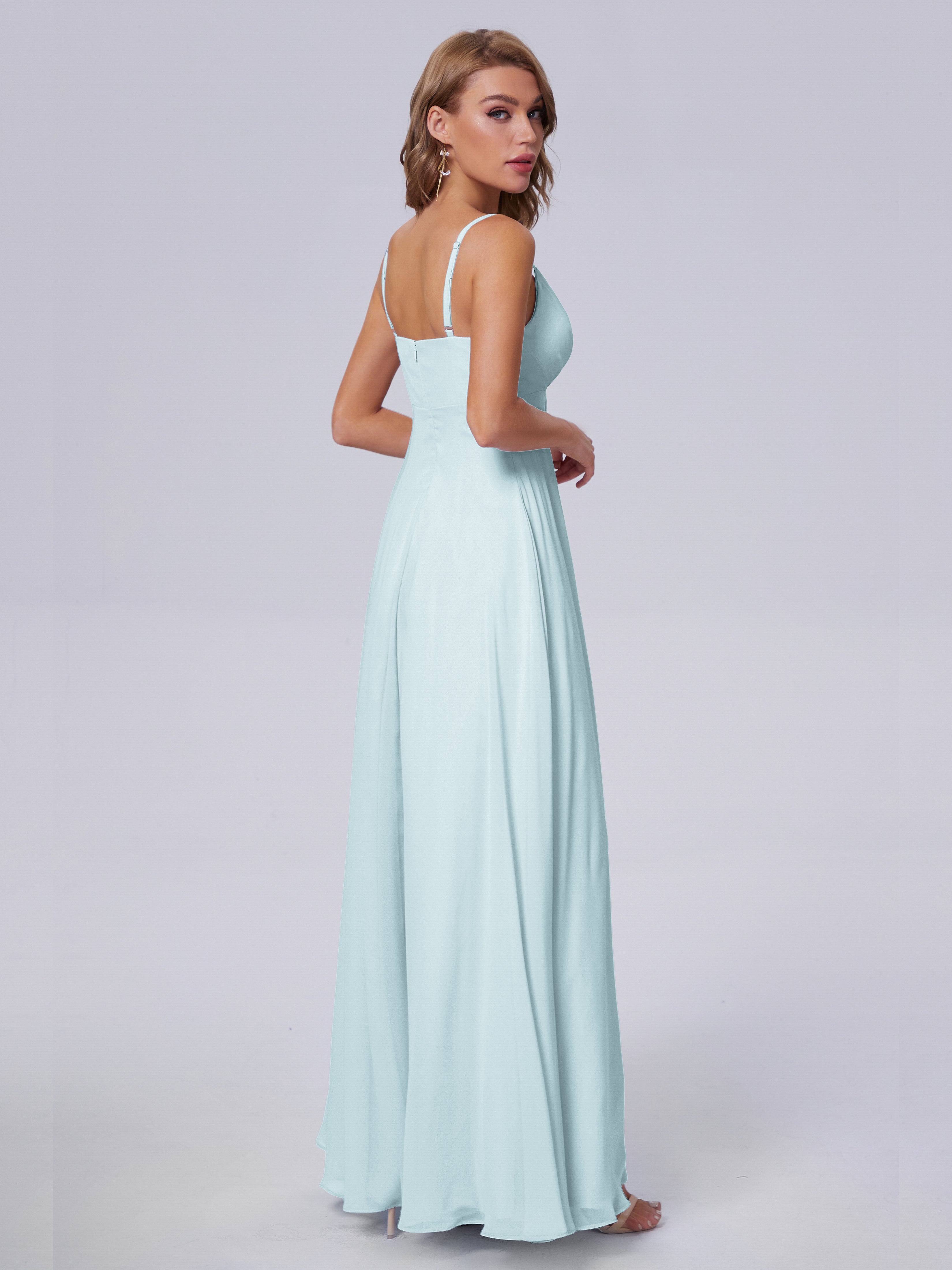 Robe De Demoiselle D'Honneur Brume Classique Bretelles Spaghetti Mousseline Robes Demoiselle D'Honneur