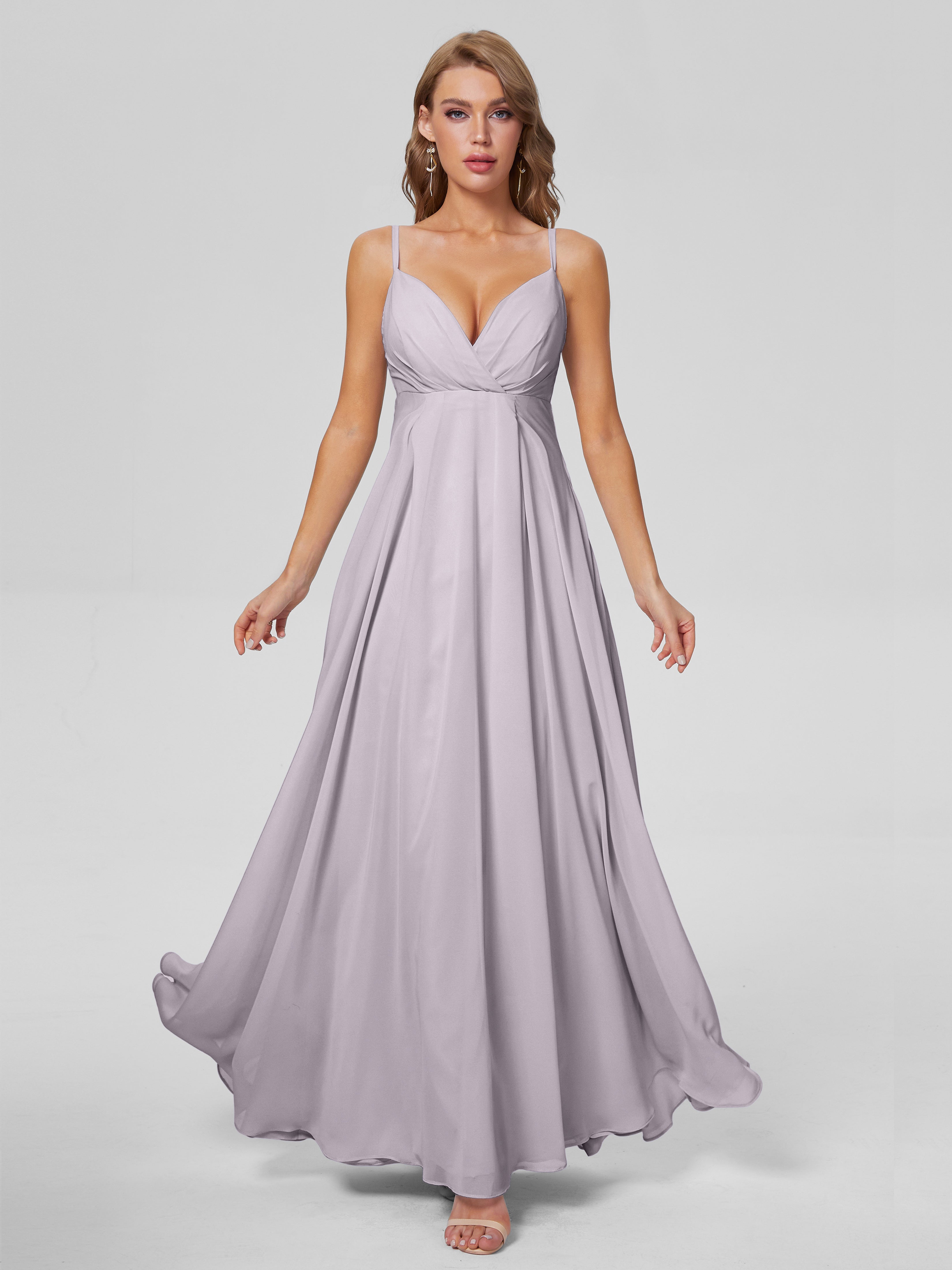 Robes De Demoiselle D'Honneur Crépuscule Classique Bretelles Spaghetti Mousseline Robes Demoiselle D'Honneur