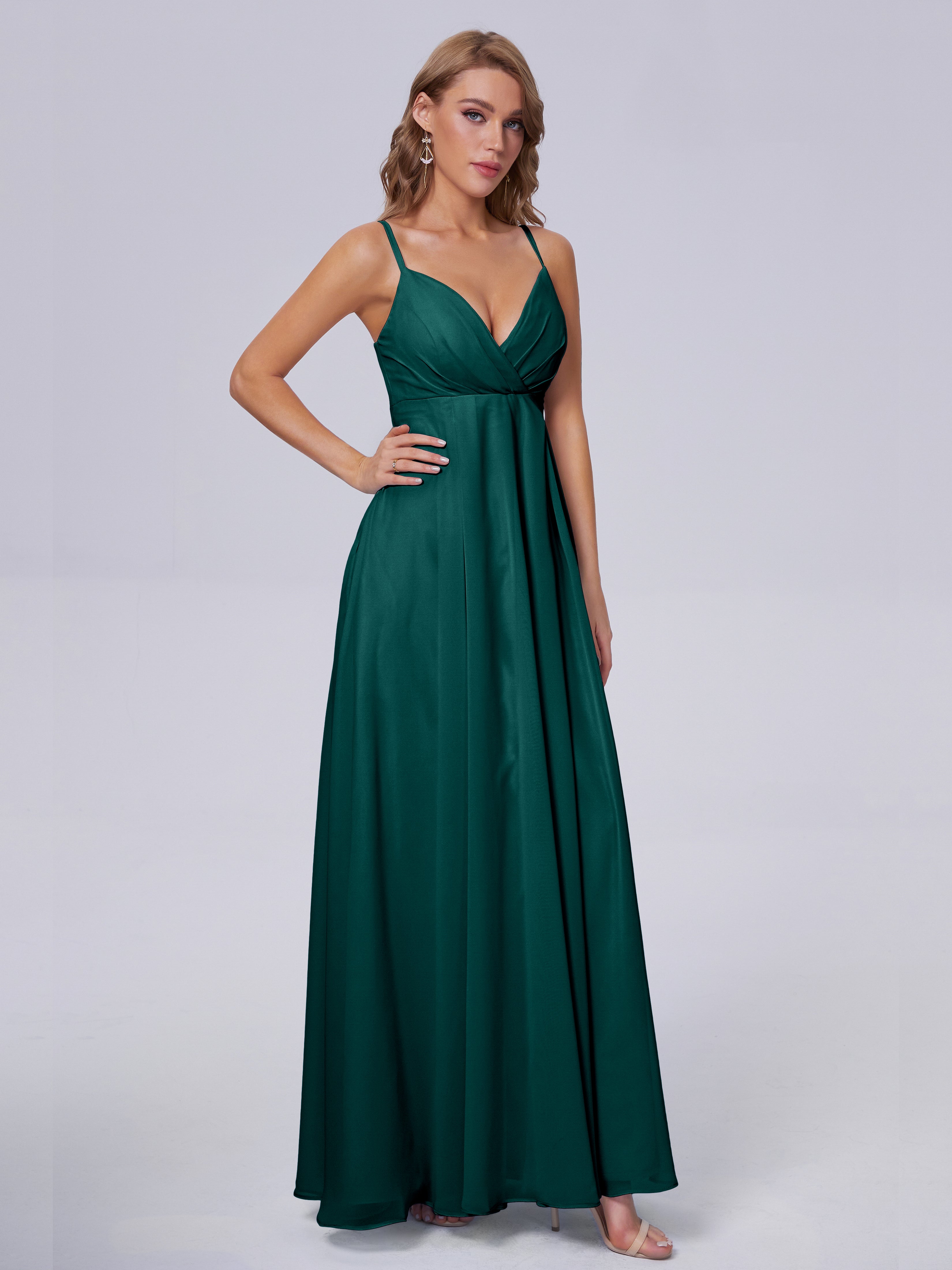 Robes De Demoiselle D'Honneur Paon Classique Bretelles Spaghetti Mousseline Robes Demoiselle D'Honneur