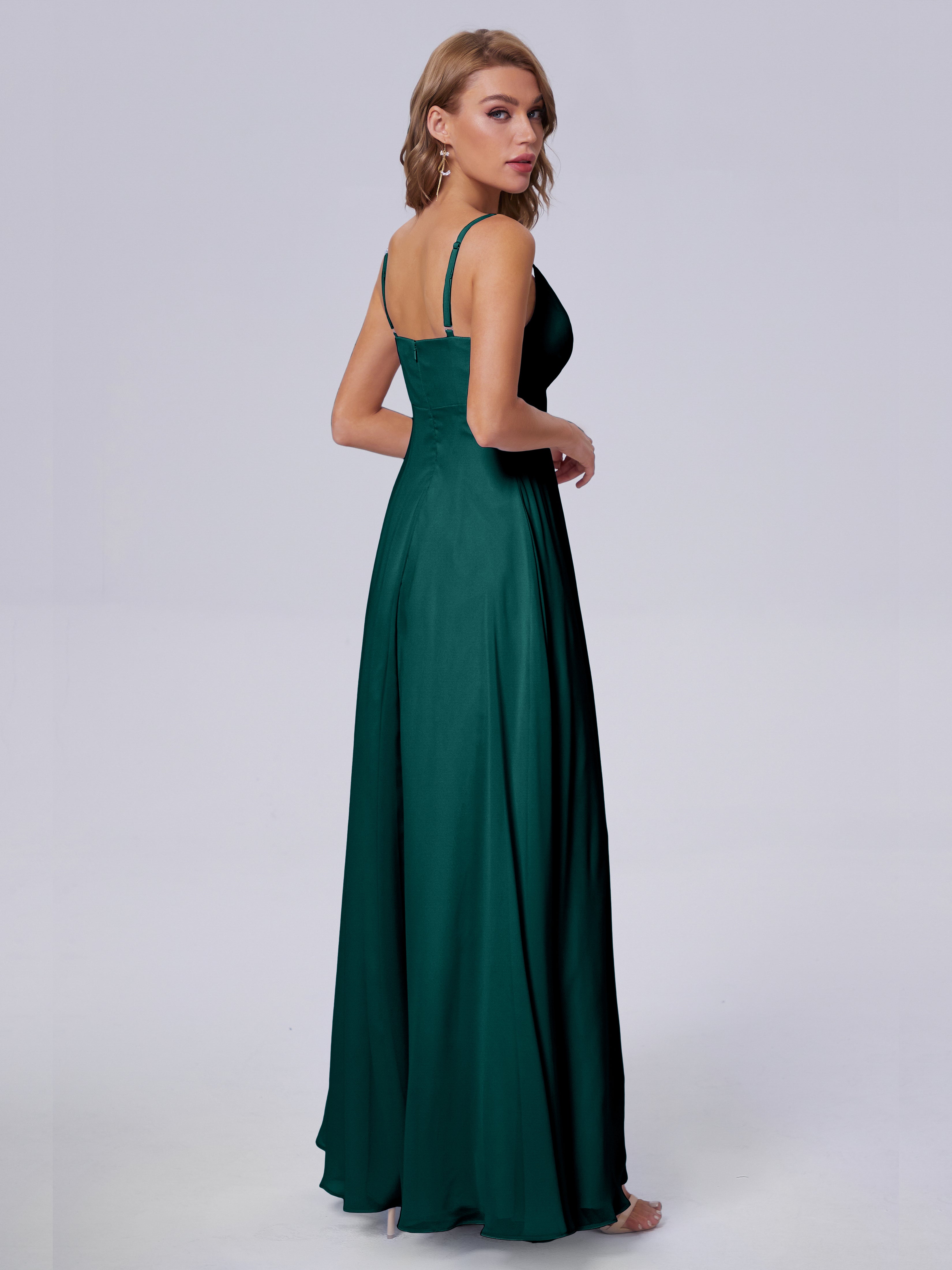Robes De Demoiselle D'Honneur Paon Classique Bretelles Spaghetti Mousseline Robes Demoiselle D'Honneur