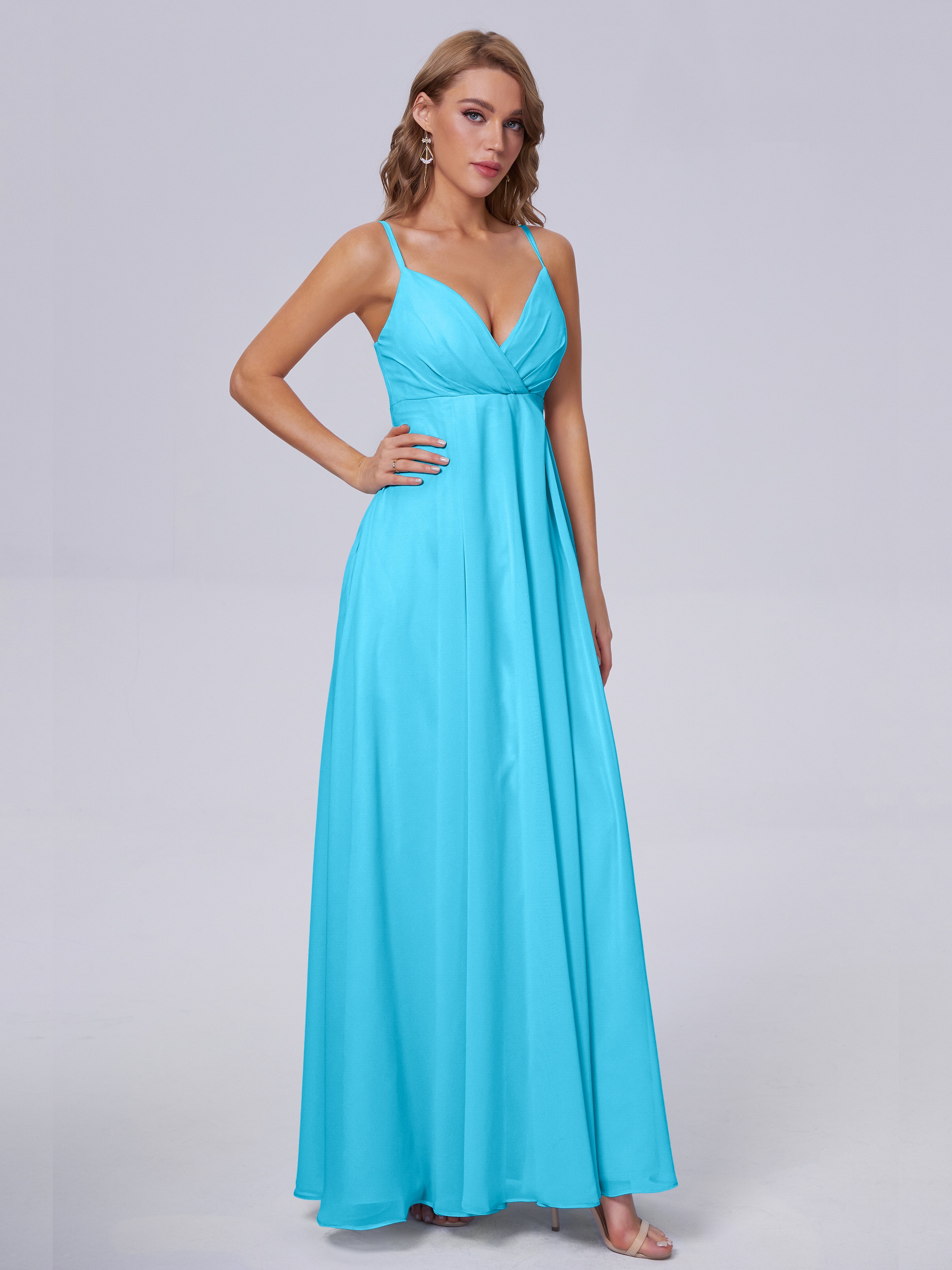 Robe De Demoiselle D'Honneur En Piscine Classique Bretelles Spaghetti Mousseline Robes Demoiselle D'Honneur
