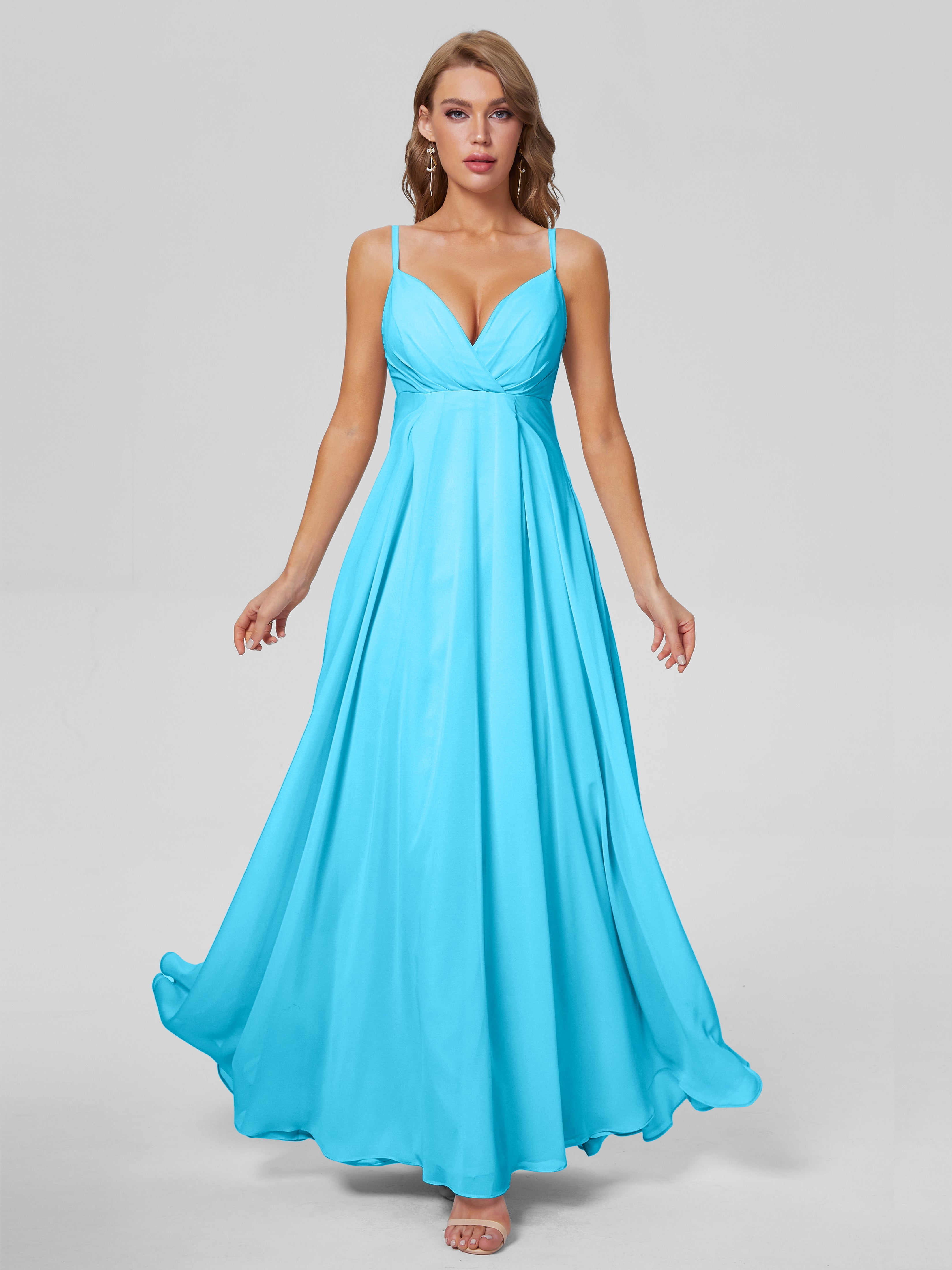 Robe De Demoiselle D'Honneur En Piscine Classique Bretelles Spaghetti Mousseline Robes Demoiselle D'Honneur