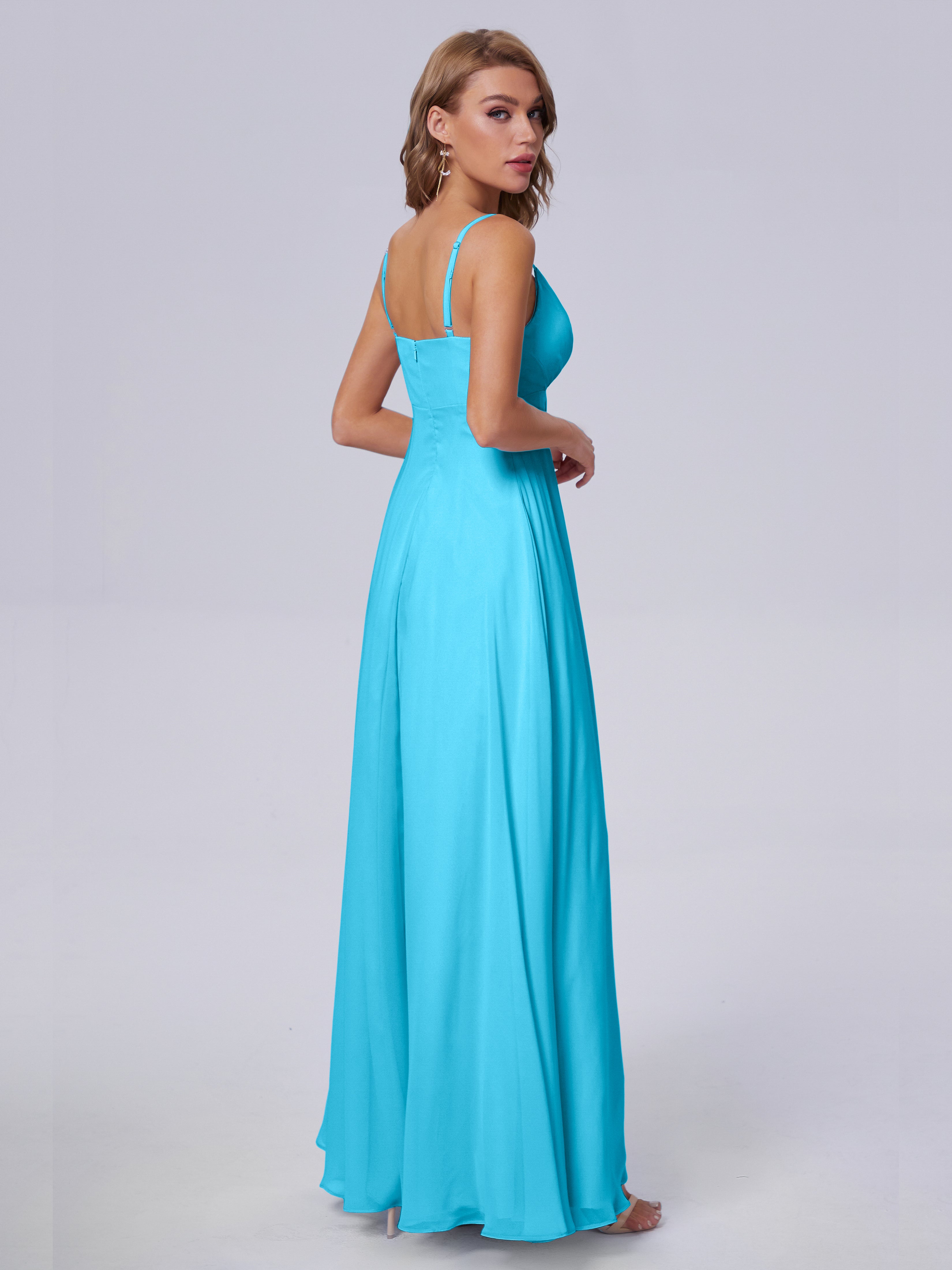 Robe De Demoiselle D'Honneur En Piscine Classique Bretelles Spaghetti Mousseline Robes Demoiselle D'Honneur
