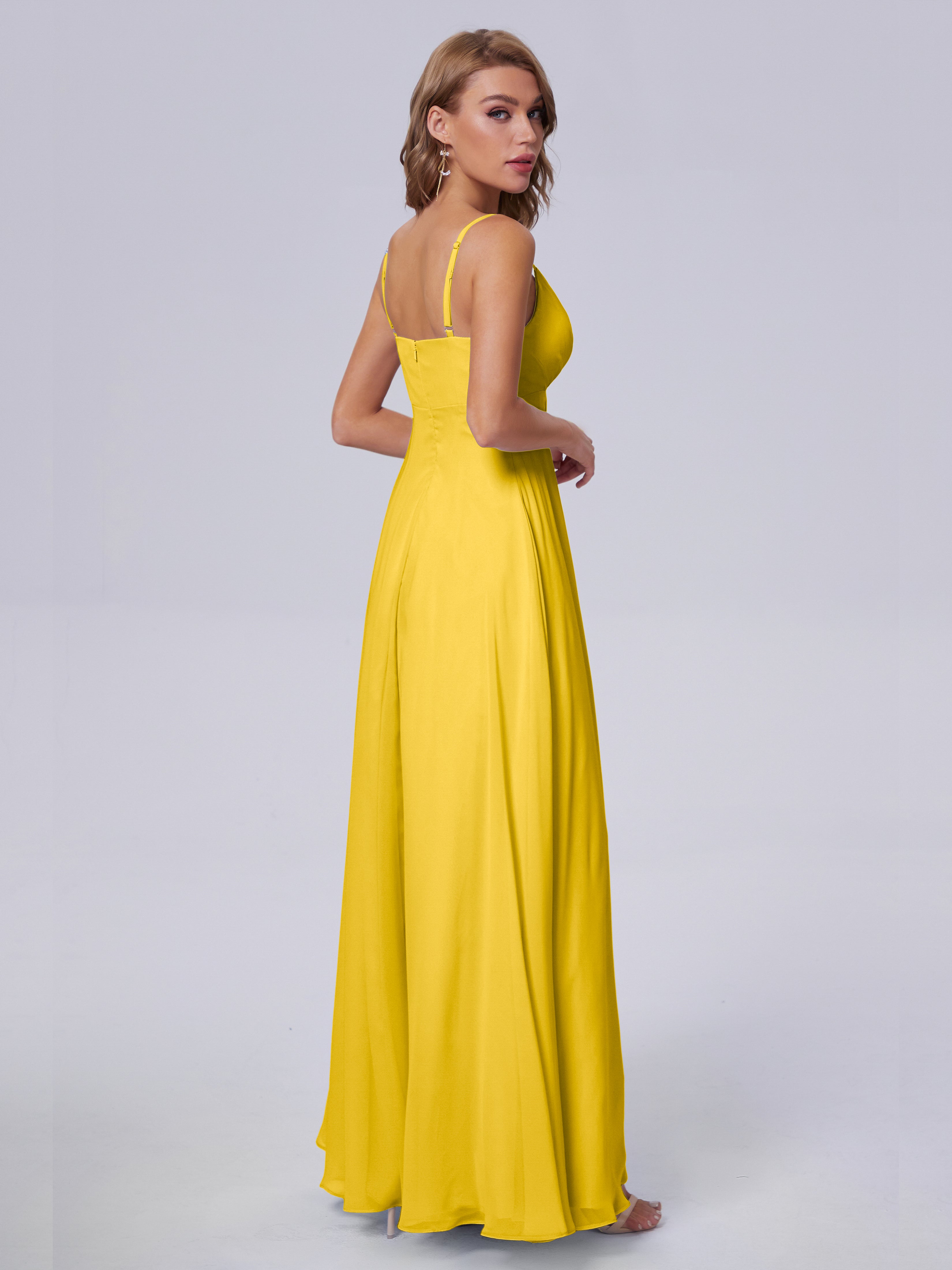 Robe De Demoiselle D'Honneur Souci Classique Bretelles Spaghetti Mousseline Robes Demoiselle D'Honneur