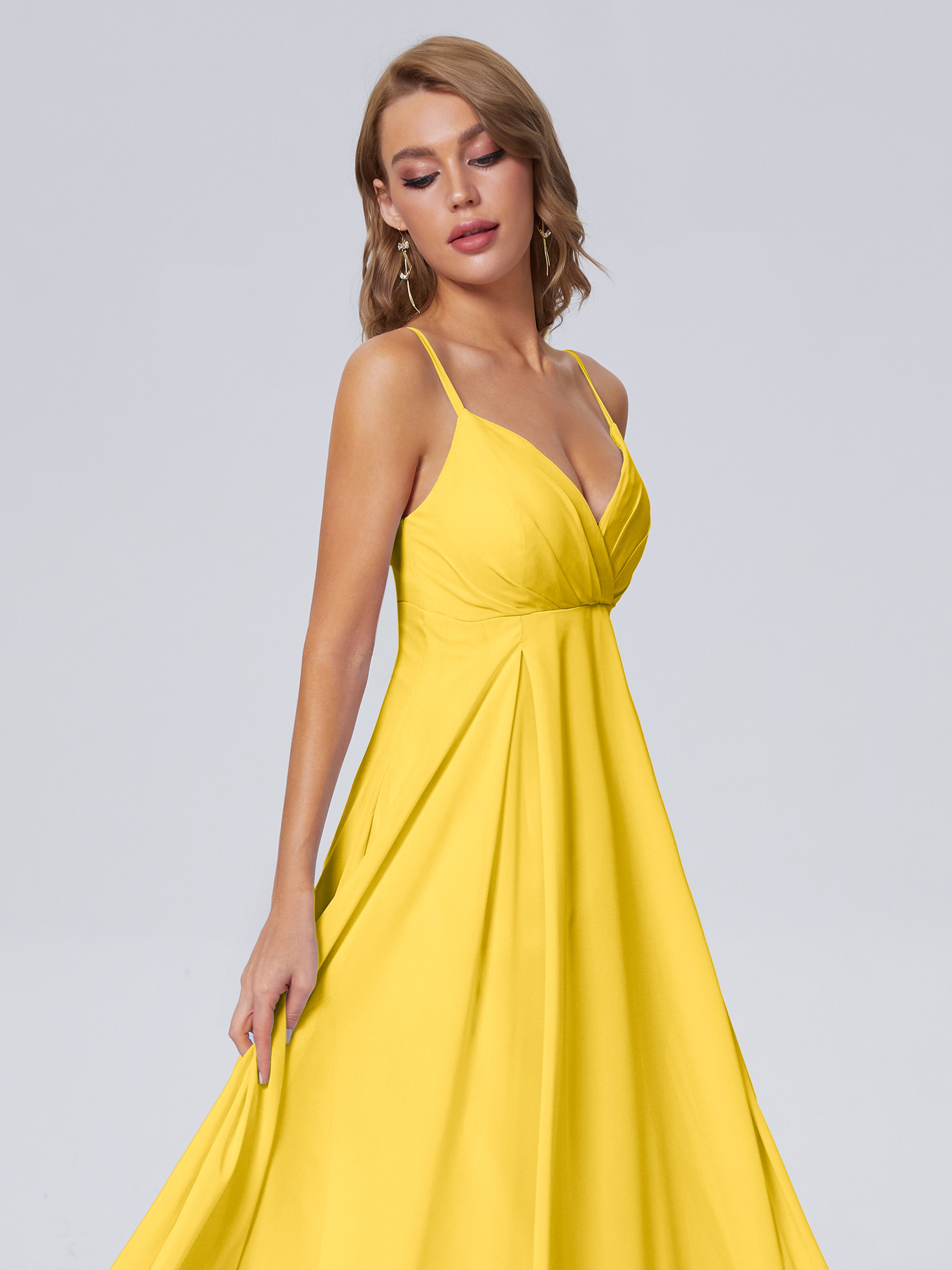 Robe De Demoiselle D'Honneur Souci Classique Bretelles Spaghetti Mousseline Robes Demoiselle D'Honneur