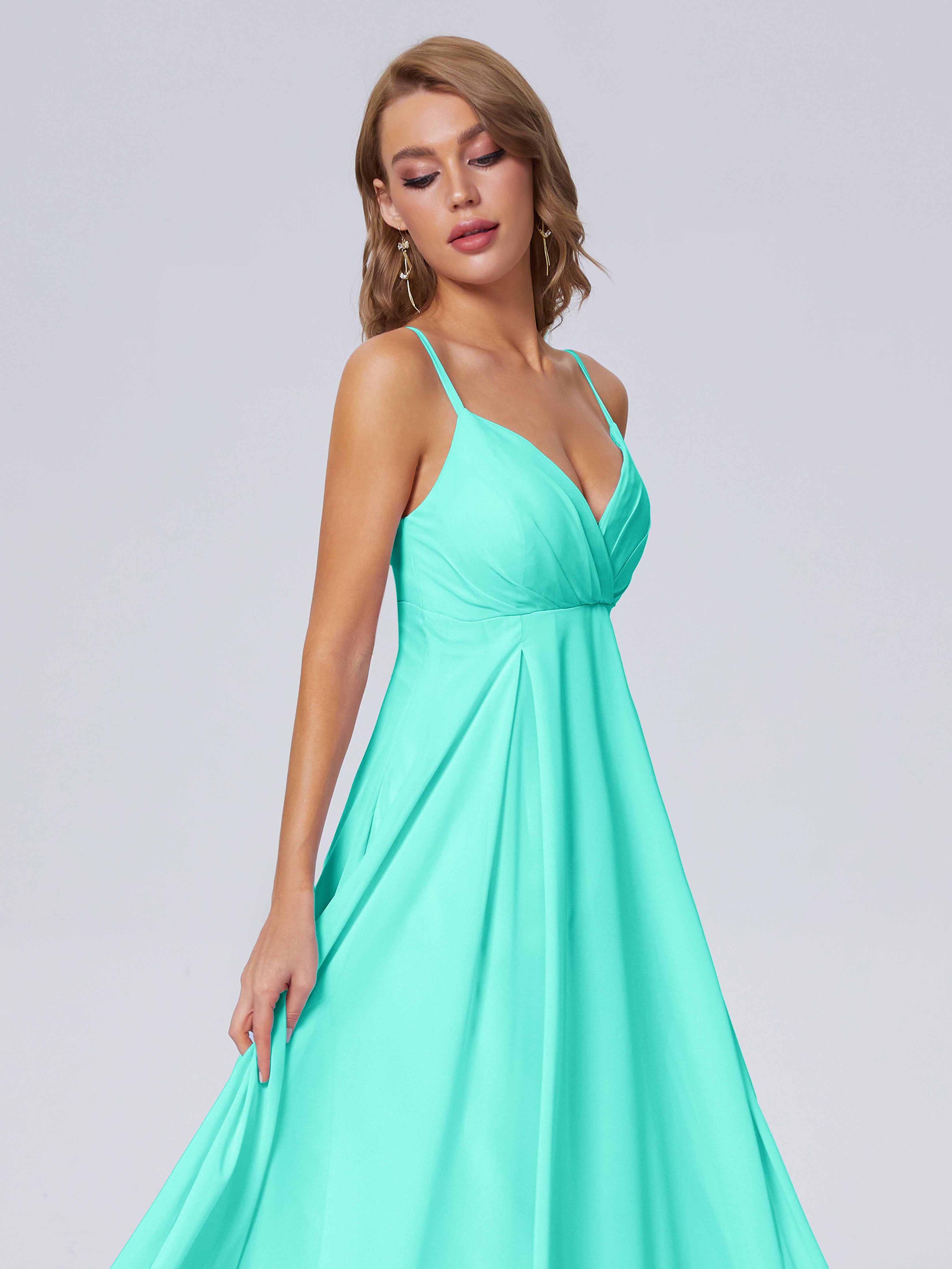 Robes De Demoiselle D'Honneur Spa Classique Bretelles Spaghetti Mousseline Robes Demoiselle D'Honneur