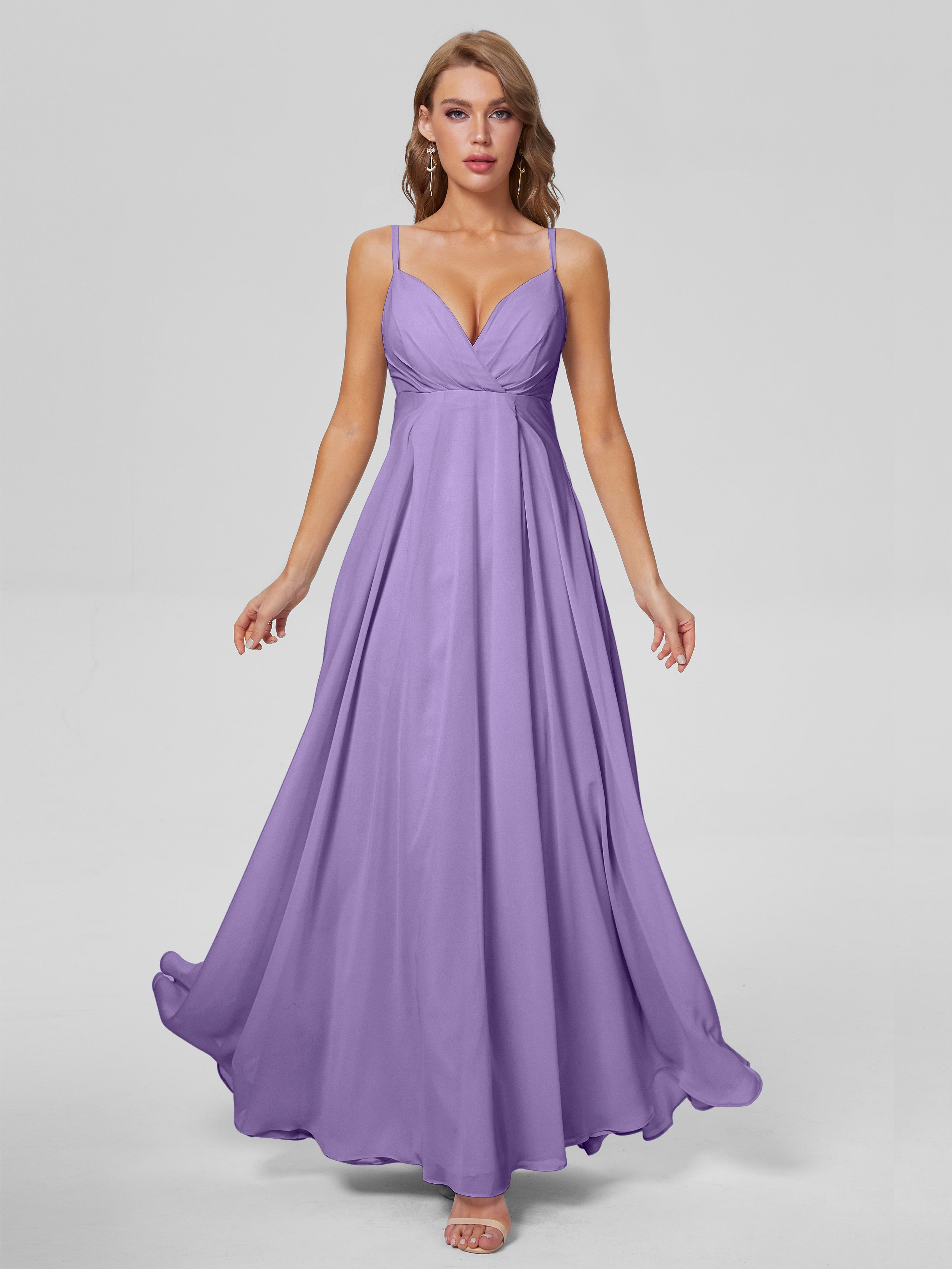 Robes De Demoiselle D'Honneur Tahiti Classique Bretelles Spaghetti Mousseline Robes Demoiselle D'Honneur