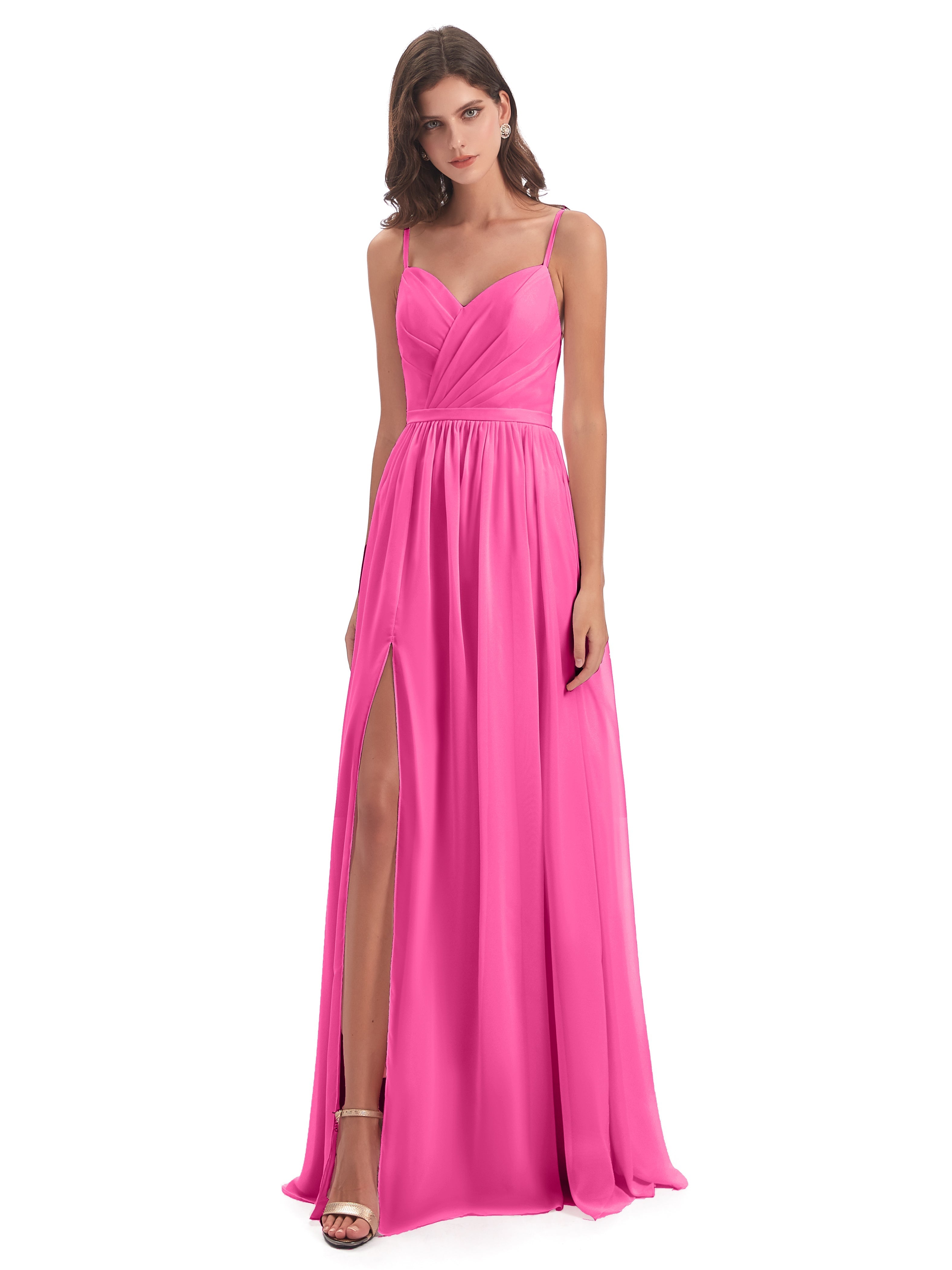 Robe Demoiselle D Honneur Azalée Dos Ouvert Fendue Mousseline Robes Demoiselle D'Honneur