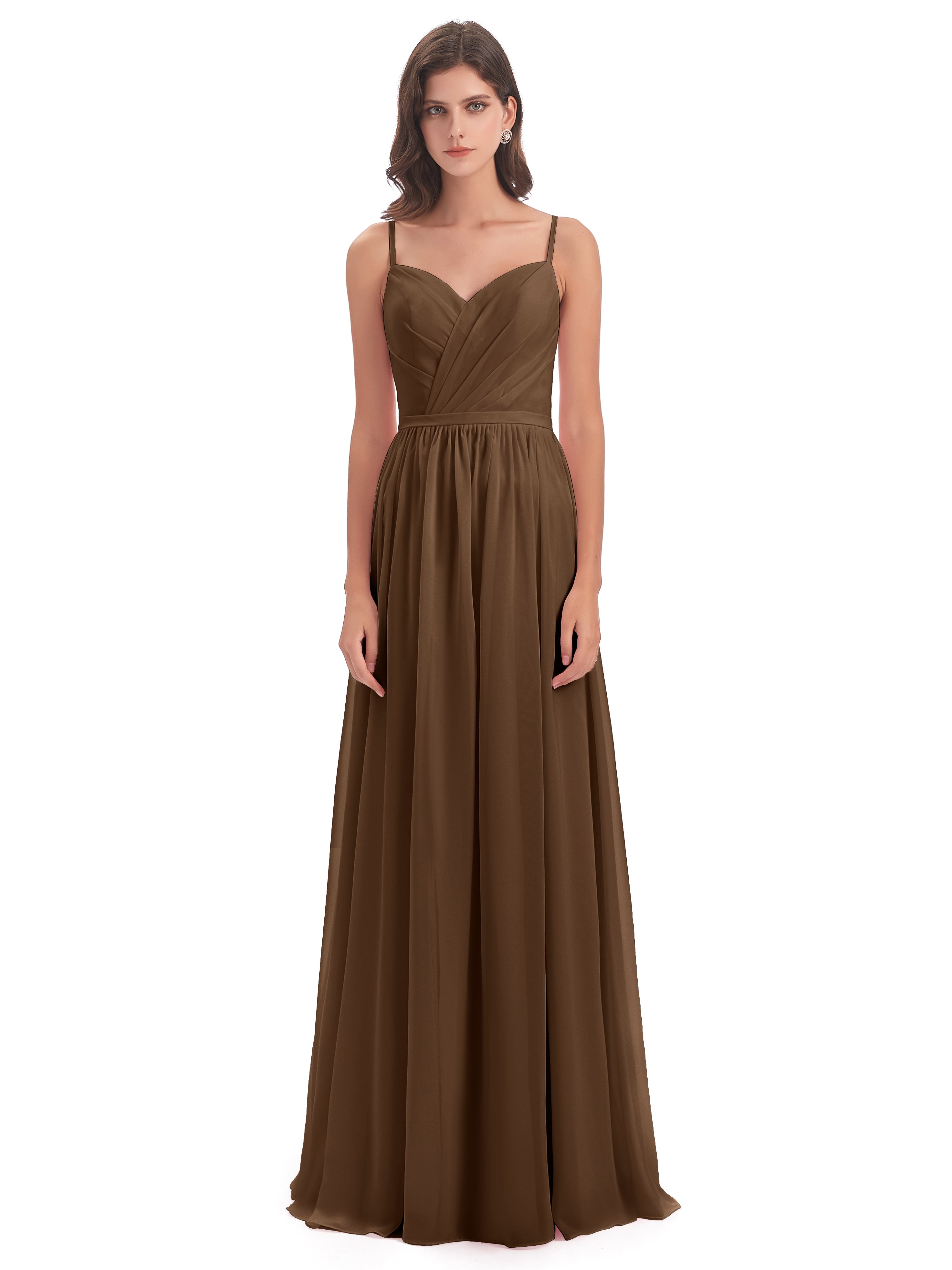 Robe Demoiselle D Honneur Brun Dos Ouvert Fendue Mousseline Robes Demoiselle D'Honneur