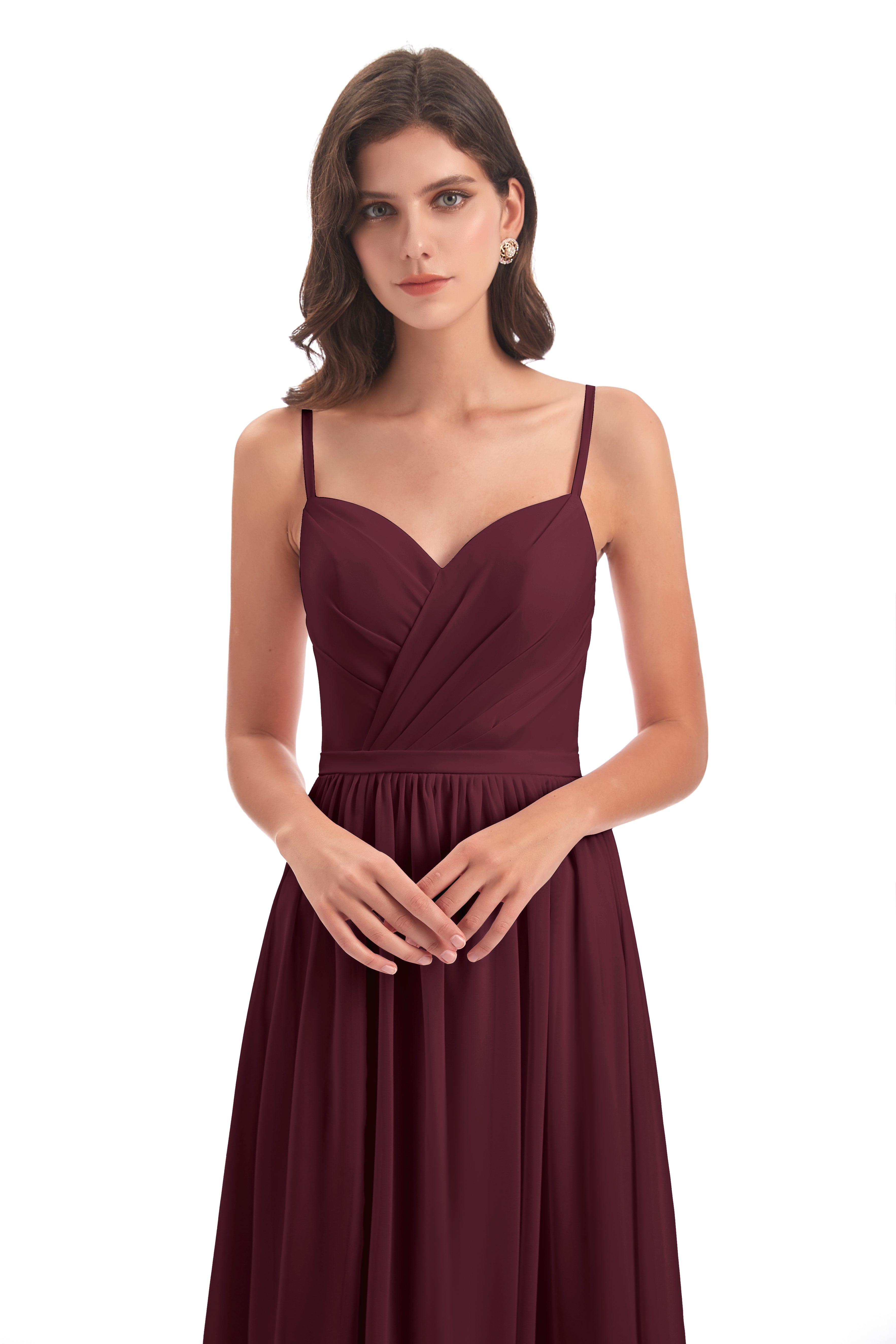 Robes De Demoiselle D'Honneur Cabernet Dos Ouvert Fendue Mousseline Robes Demoiselle D'Honneur