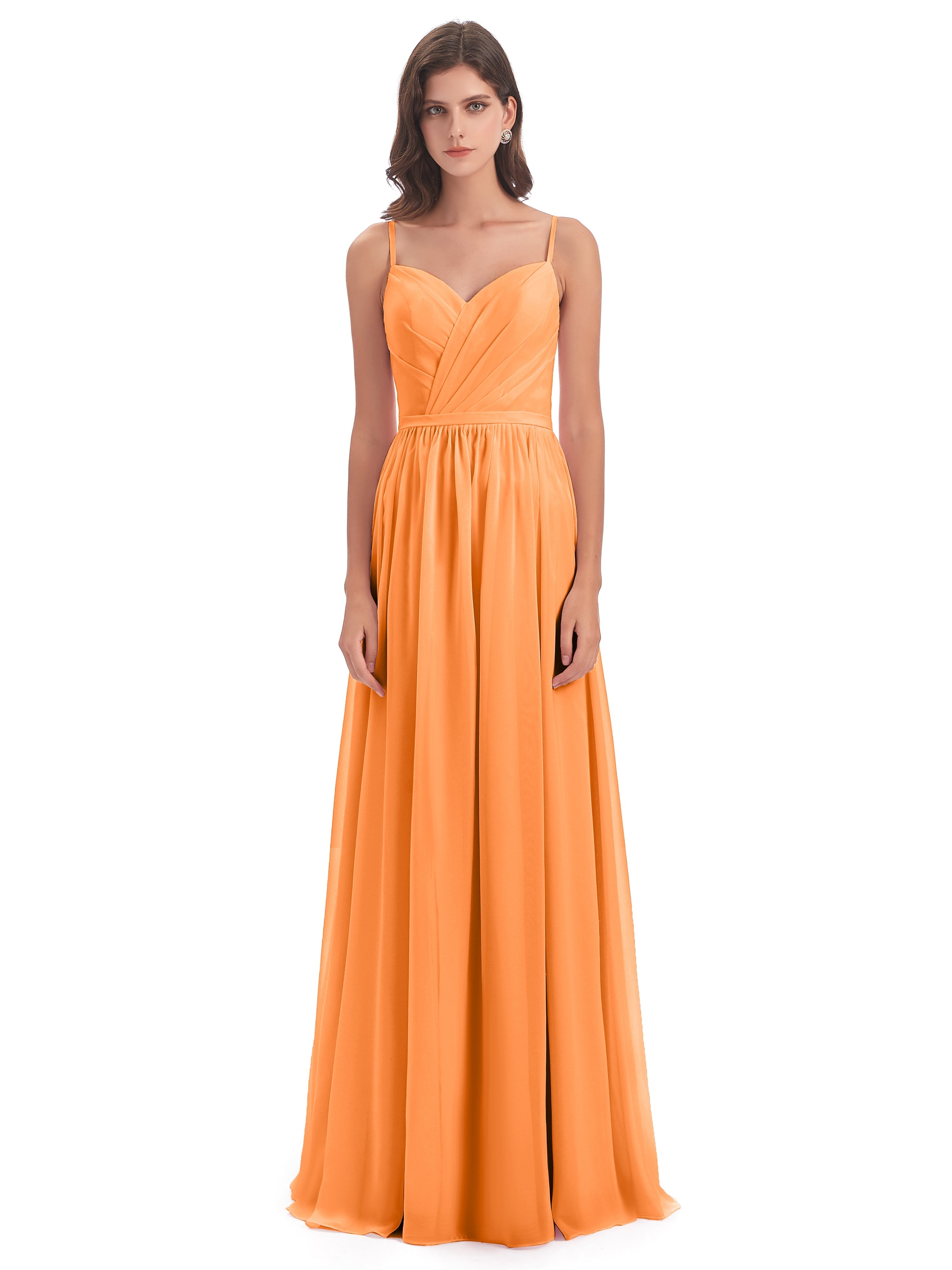 Robe Orange Demoiselle D Honneur Dos Ouvert Fendue Mousseline Robes Demoiselle D'Honneur