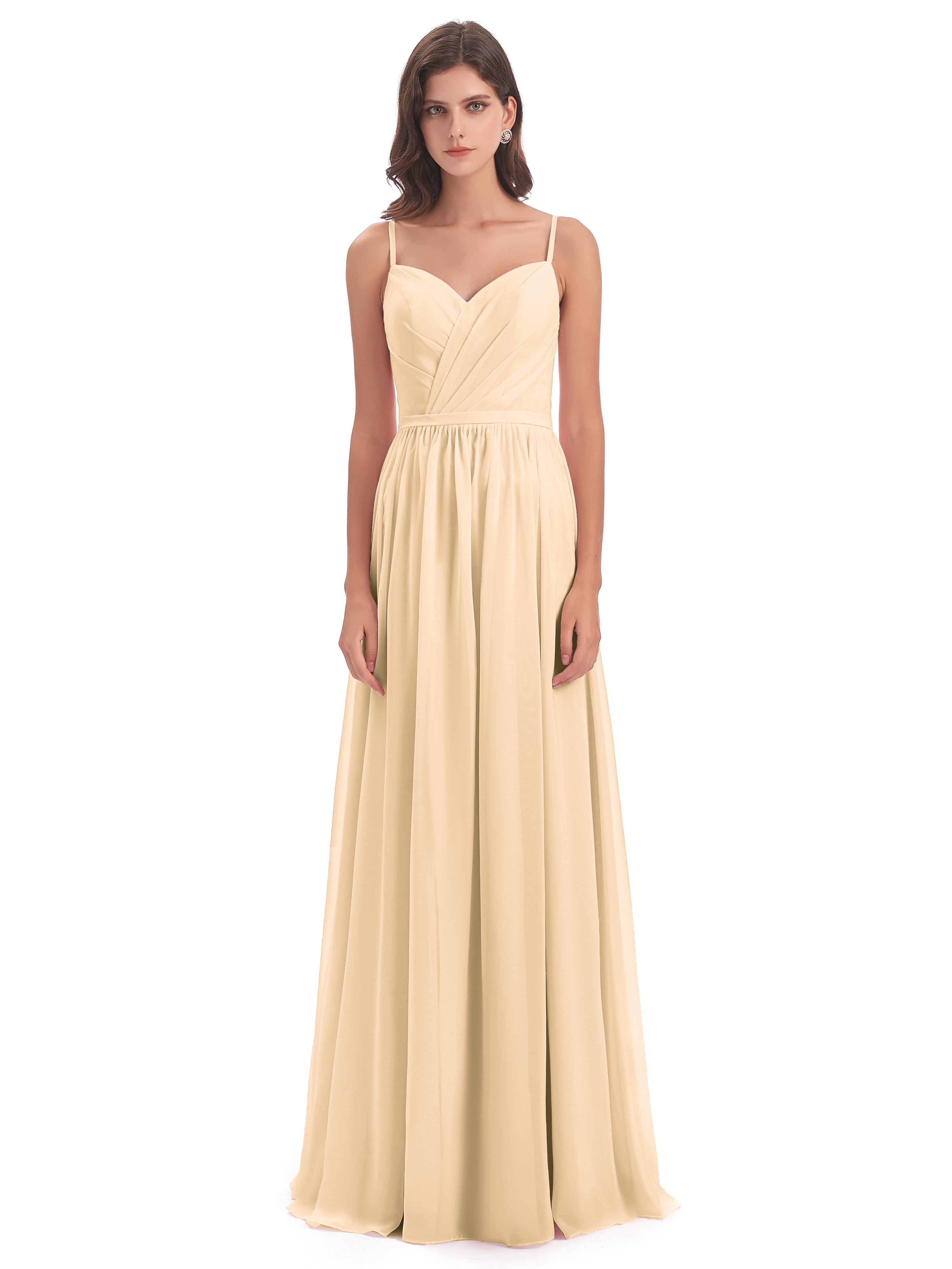 Robe Peche Demoiselle D Honneur Dos Ouvert Fendue Mousseline Robes Demoiselle D'Honneur
