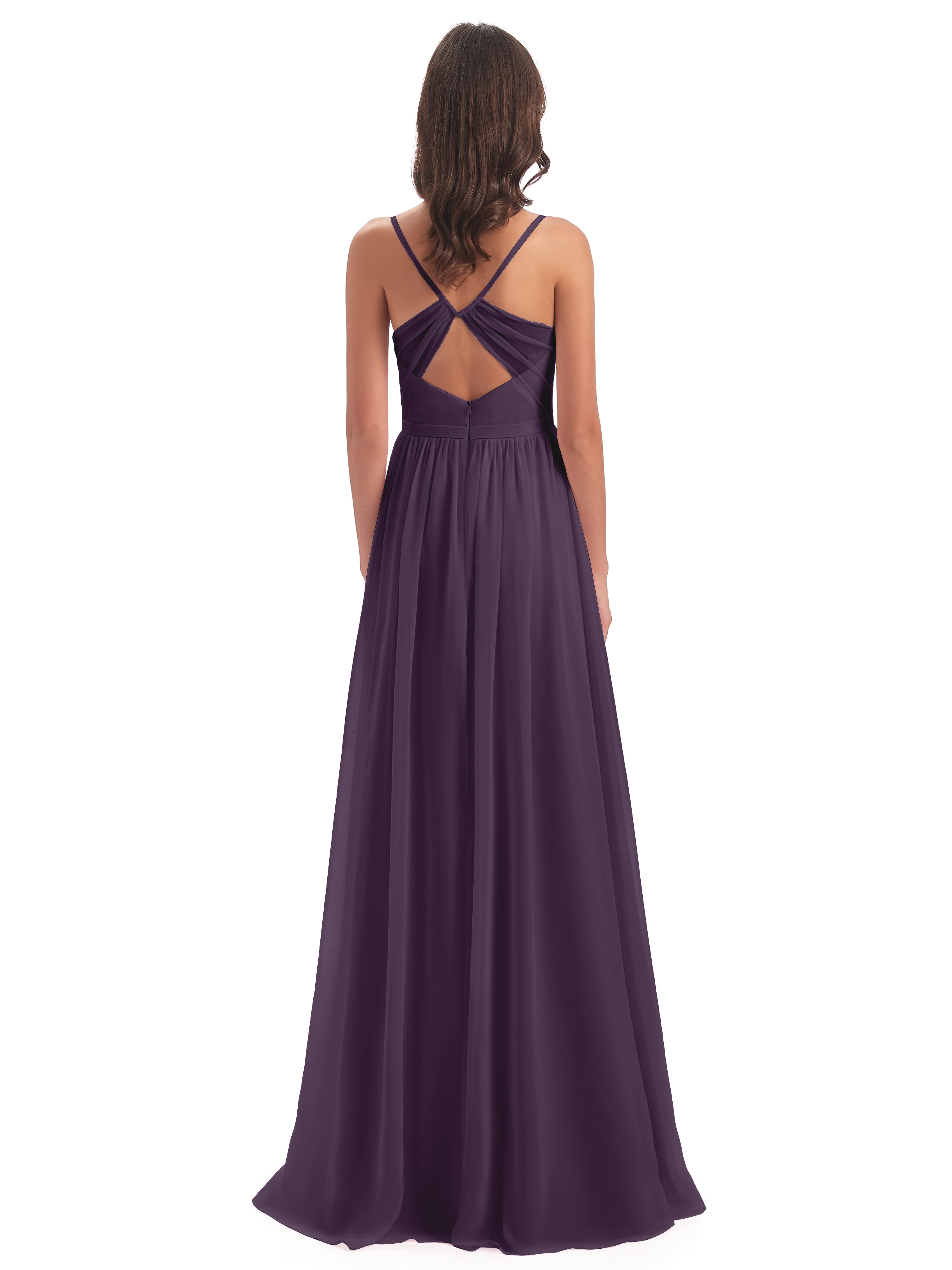 Robe Demoiselle D Honneur Plume Dos Ouvert Fendue Mousseline Robes Demoiselle D'Honneur