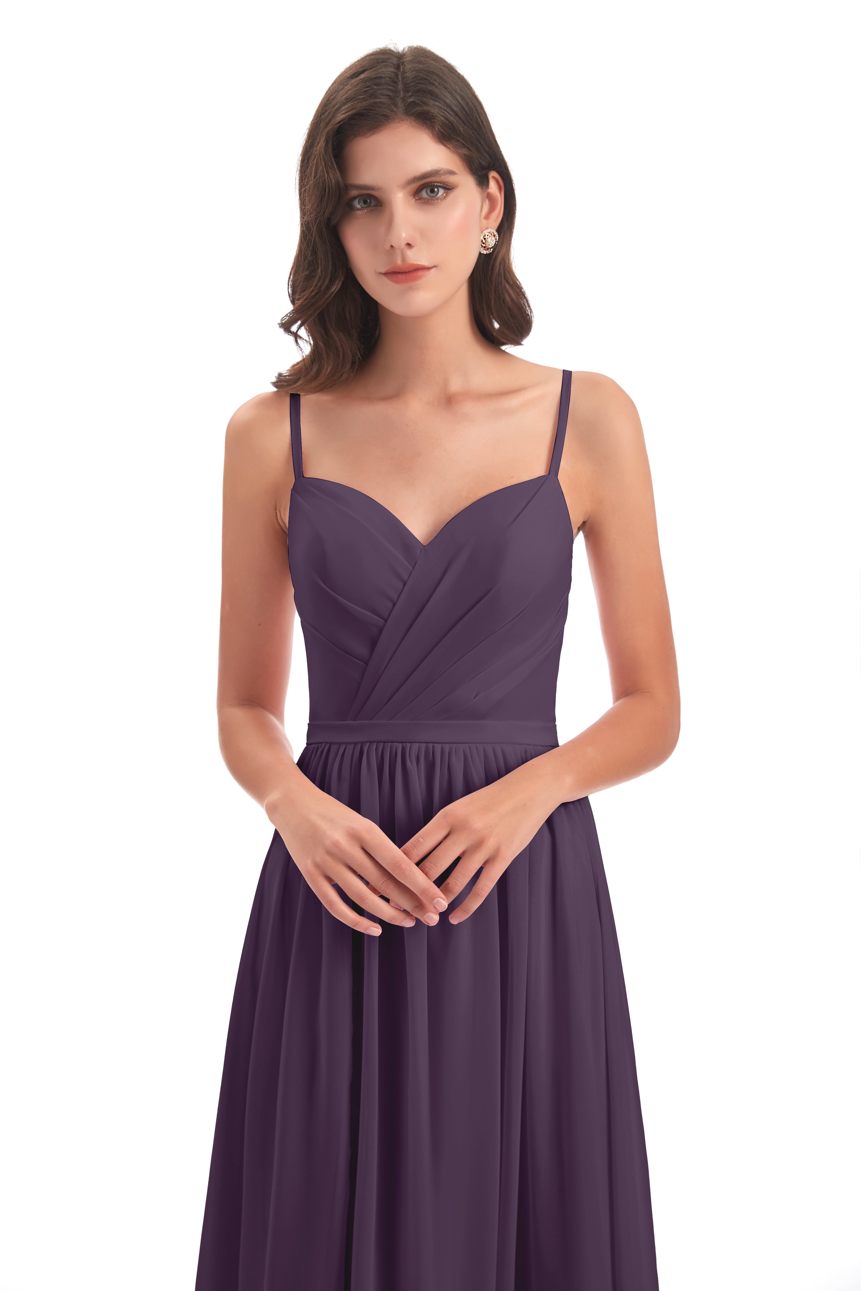 Robe Demoiselle D Honneur Plume Dos Ouvert Fendue Mousseline Robes Demoiselle D'Honneur