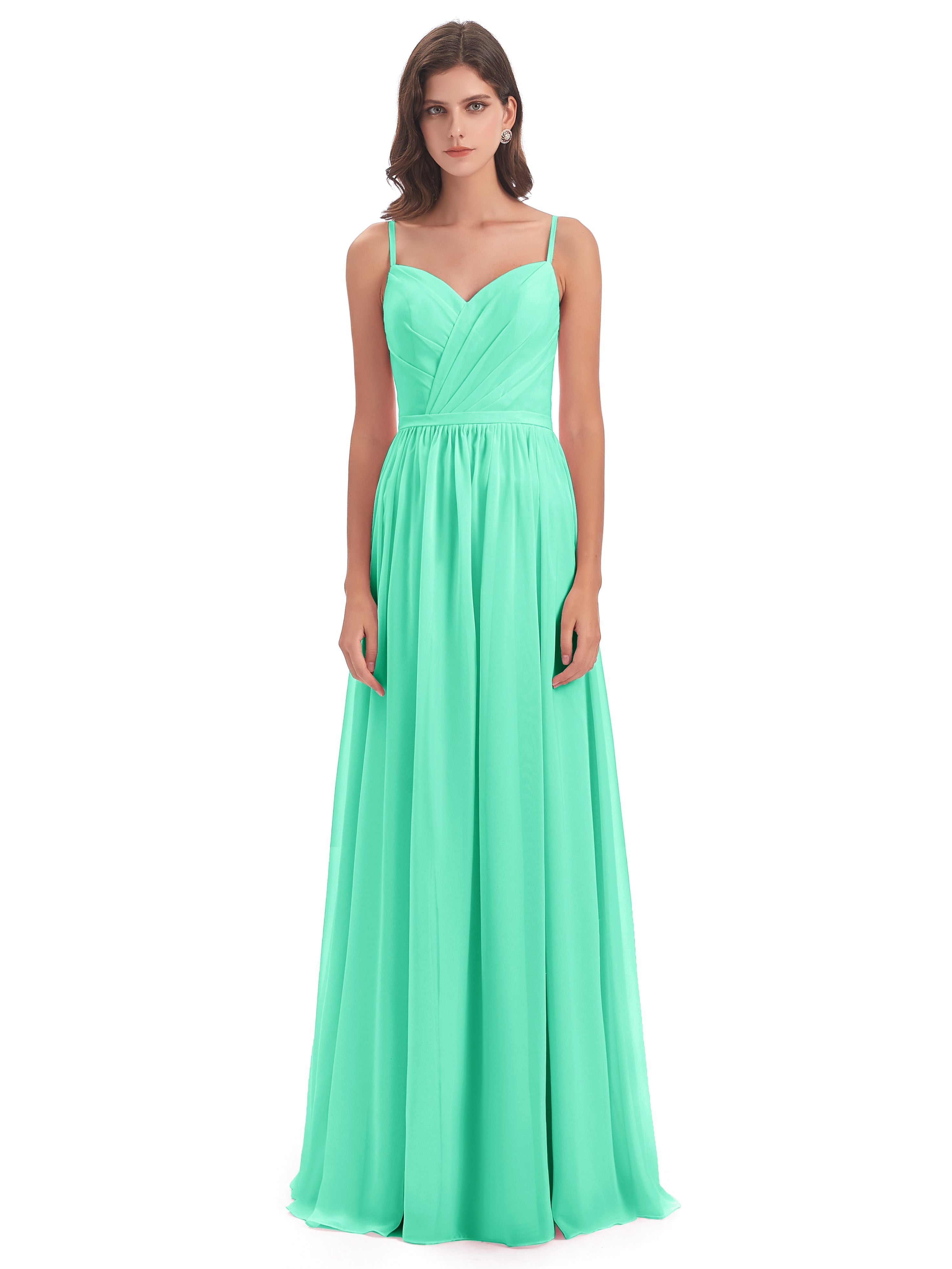 Robe Demoiselle D Honneur Turquoise Dos Ouvert Fendue Mousseline Robes Demoiselle D'Honneur