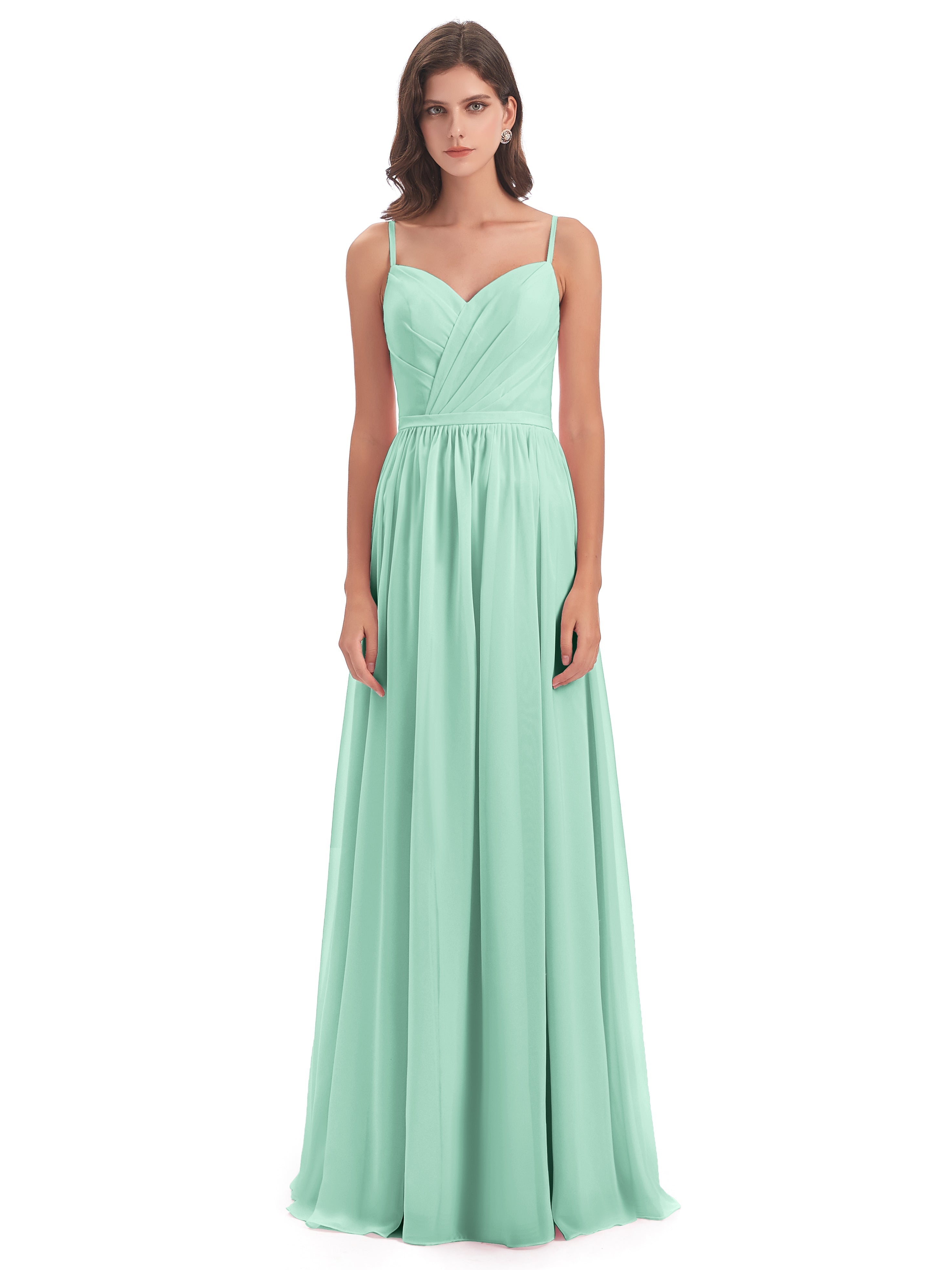 Robe Demoiselle D Honneur Menthe Dos Ouvert Fendue Mousseline Robes Demoiselle D'Honneur