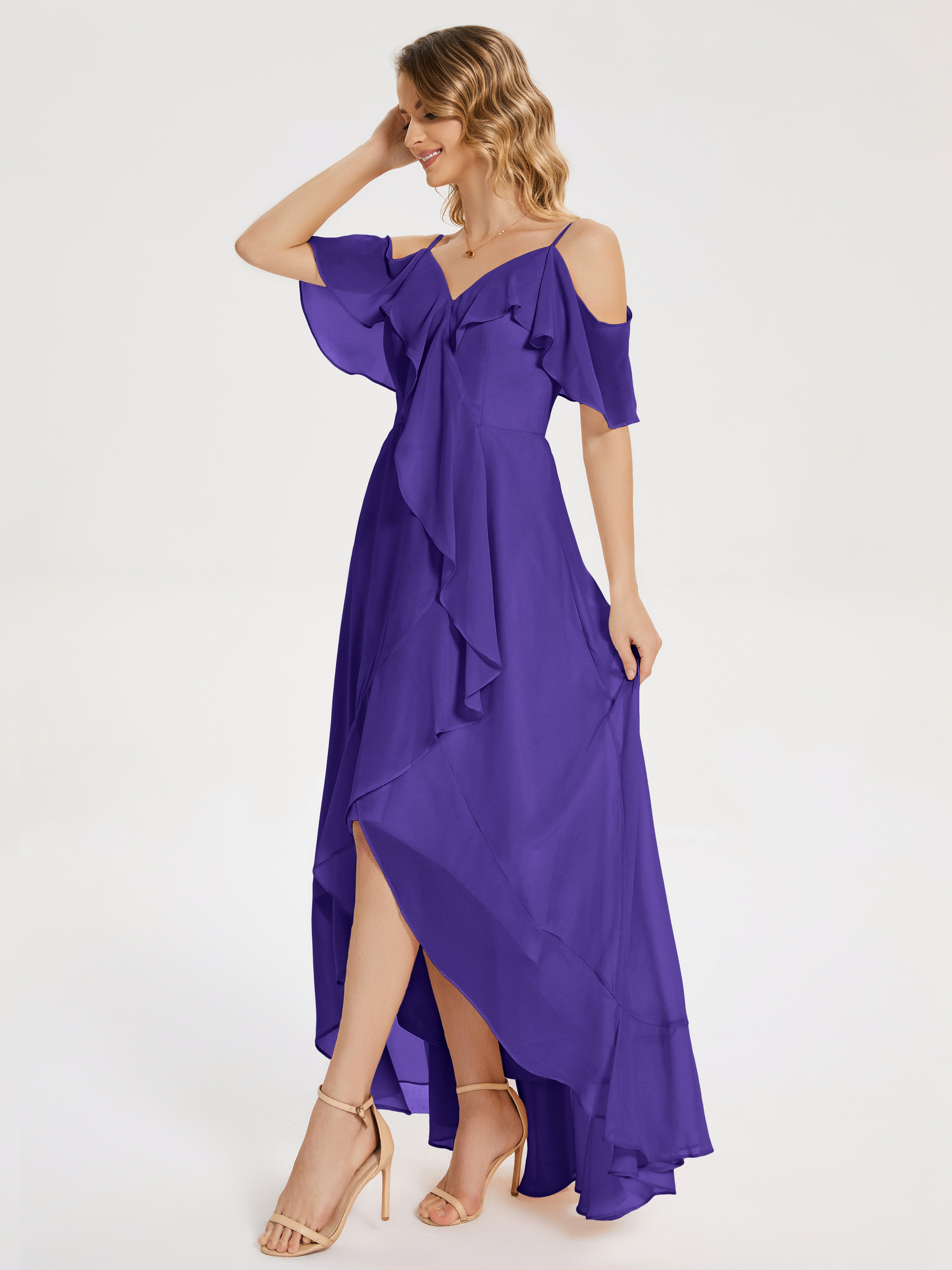 Robes De Demoiselle D'Honneur En Régence Asymétrique Mousseline Robes Demoiselle D'Honneur À Lacet