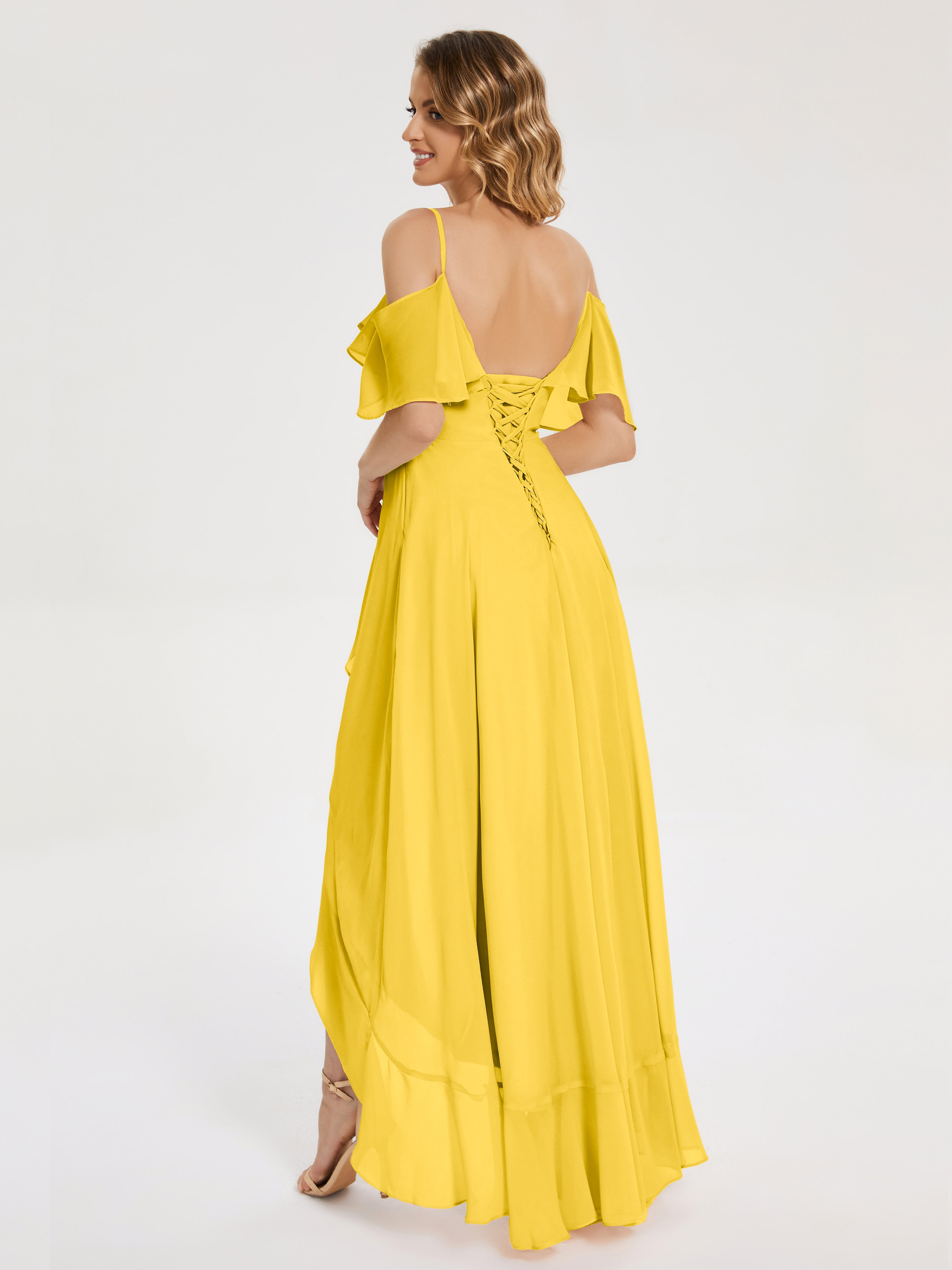 Robe De Demoiselle D'Honneur Souci Asymétrique Mousseline Robes Demoiselle D'Honneur À Lacet