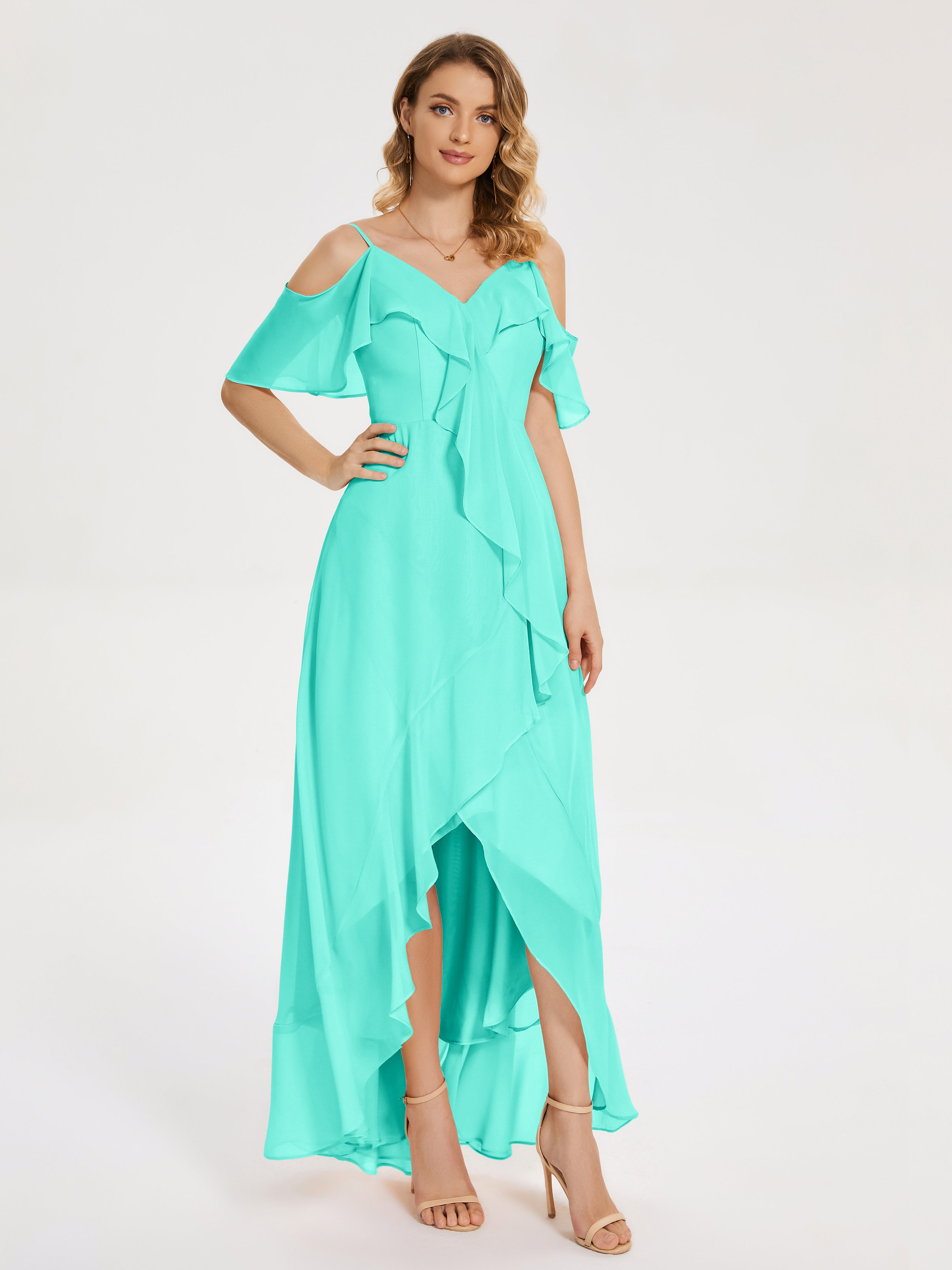 Robes De Demoiselle D'Honneur Spa Asymétrique Mousseline Robes Demoiselle D'Honneur À Lacet
