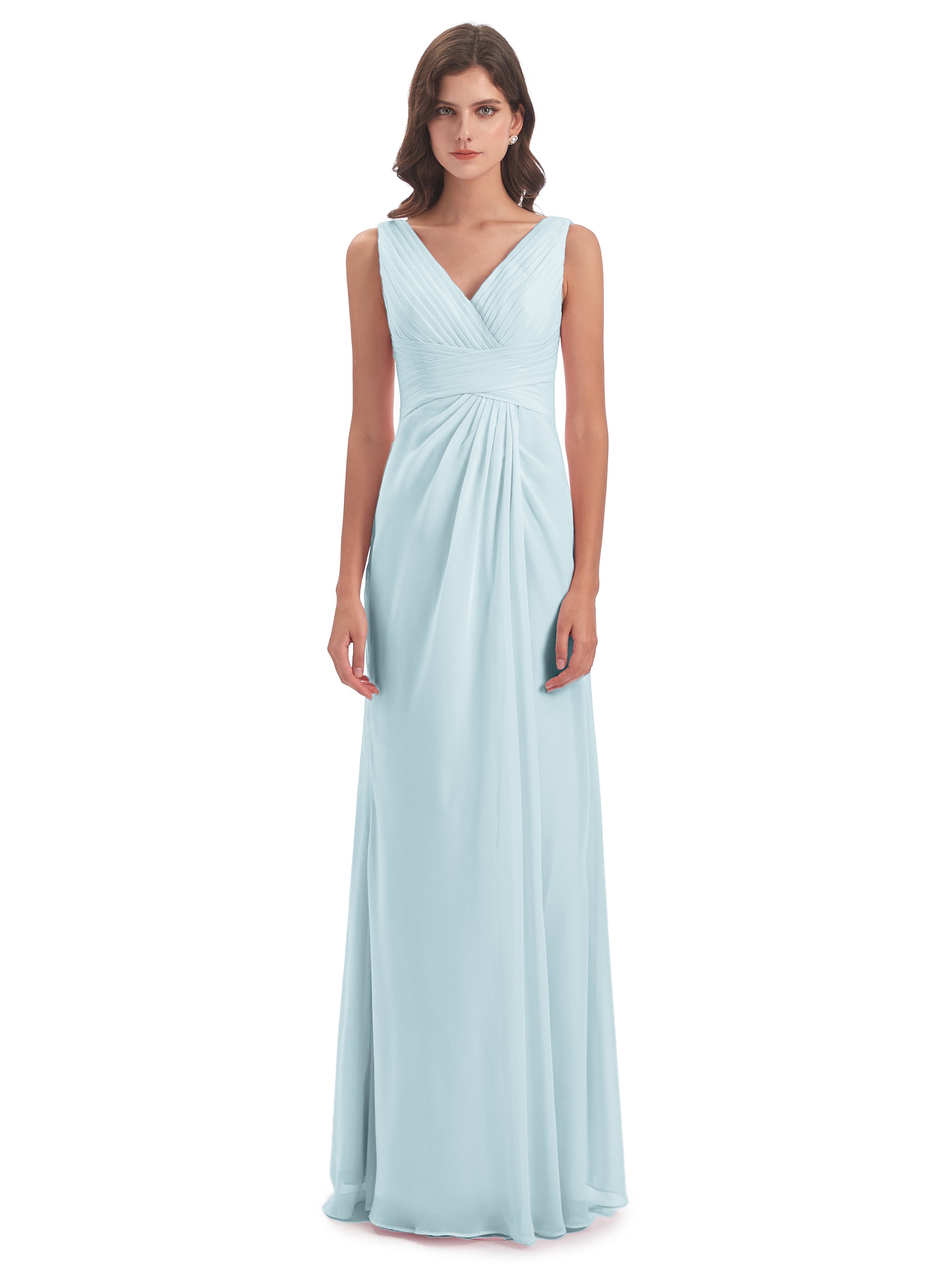 Robe De Demoiselle D'Honneur Brume Fendue Devant Mousseline Longue Robes Demoiselle D'Honneur