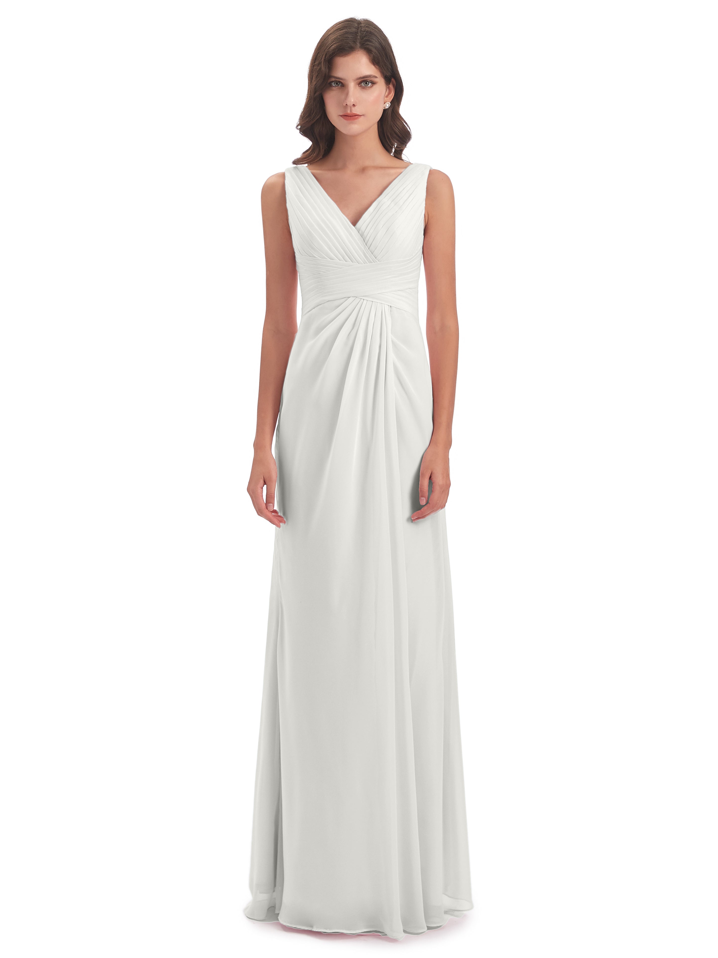 Robe De Demoiselle D Honneur Ivoire Fendue Devant Mousseline Longue Robes Demoiselle D'Honneur