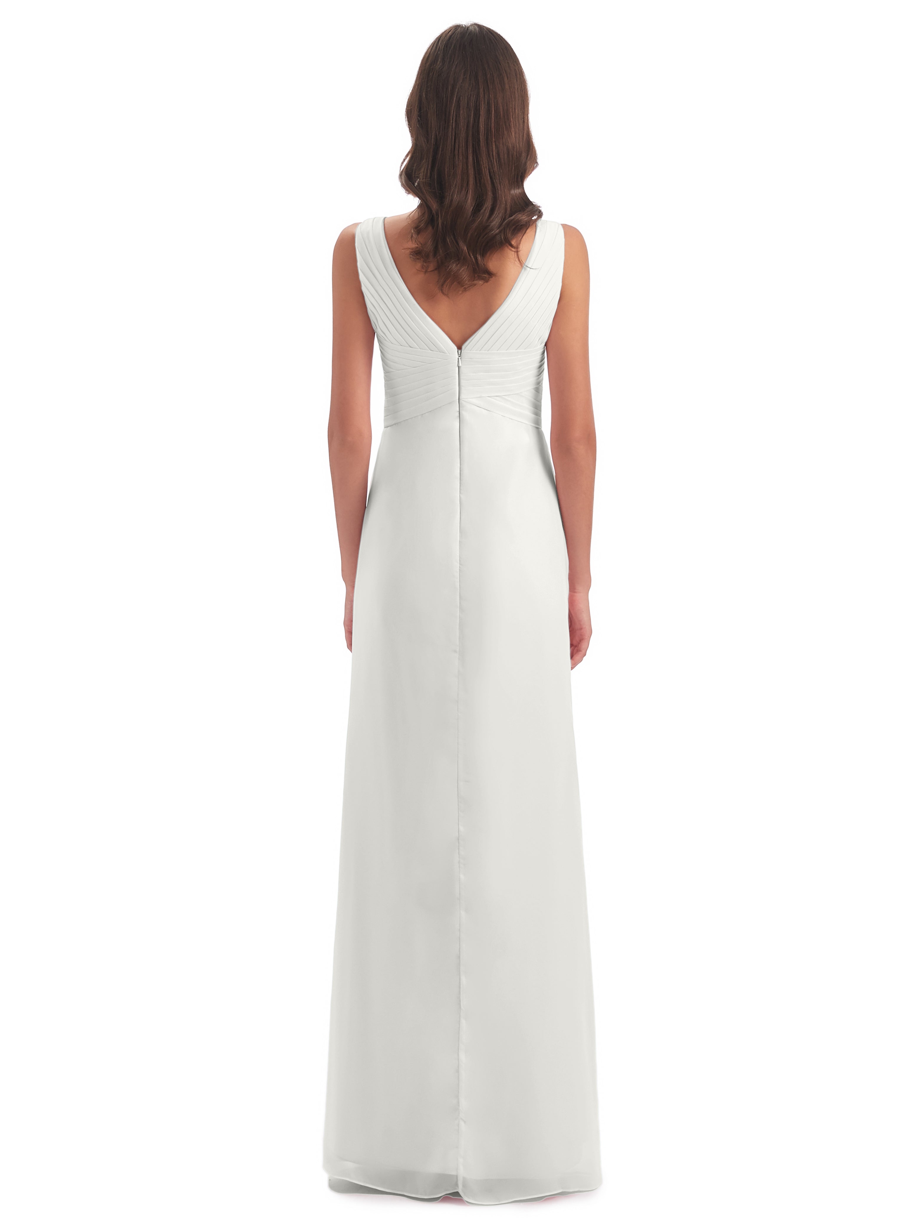 Robe De Demoiselle D Honneur Ivoire Fendue Devant Mousseline Longue Robes Demoiselle D'Honneur