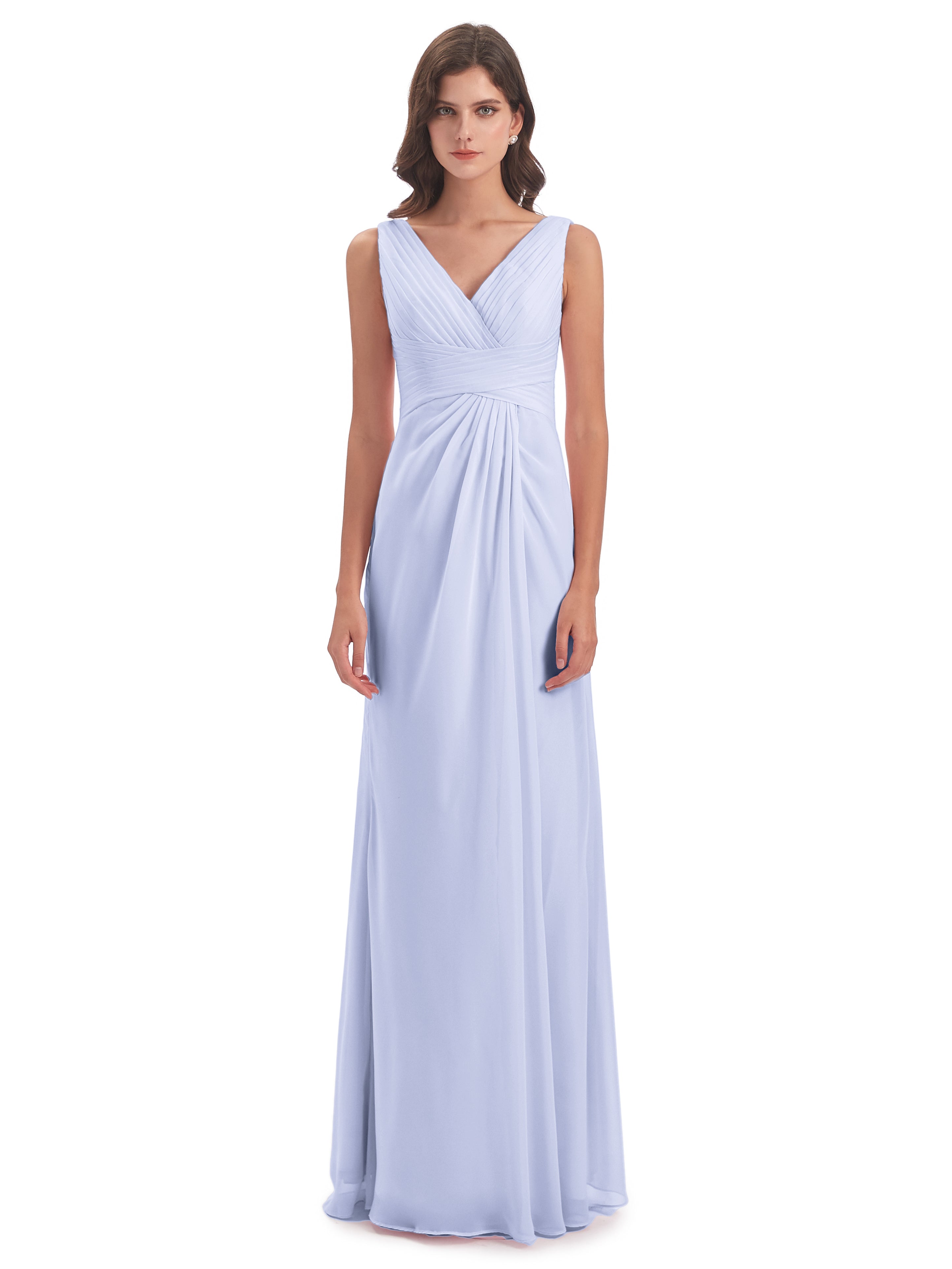 Robe Lavande Demoiselle D Honneur Fendue Devant Mousseline Longue Robes Demoiselle D'Honneur