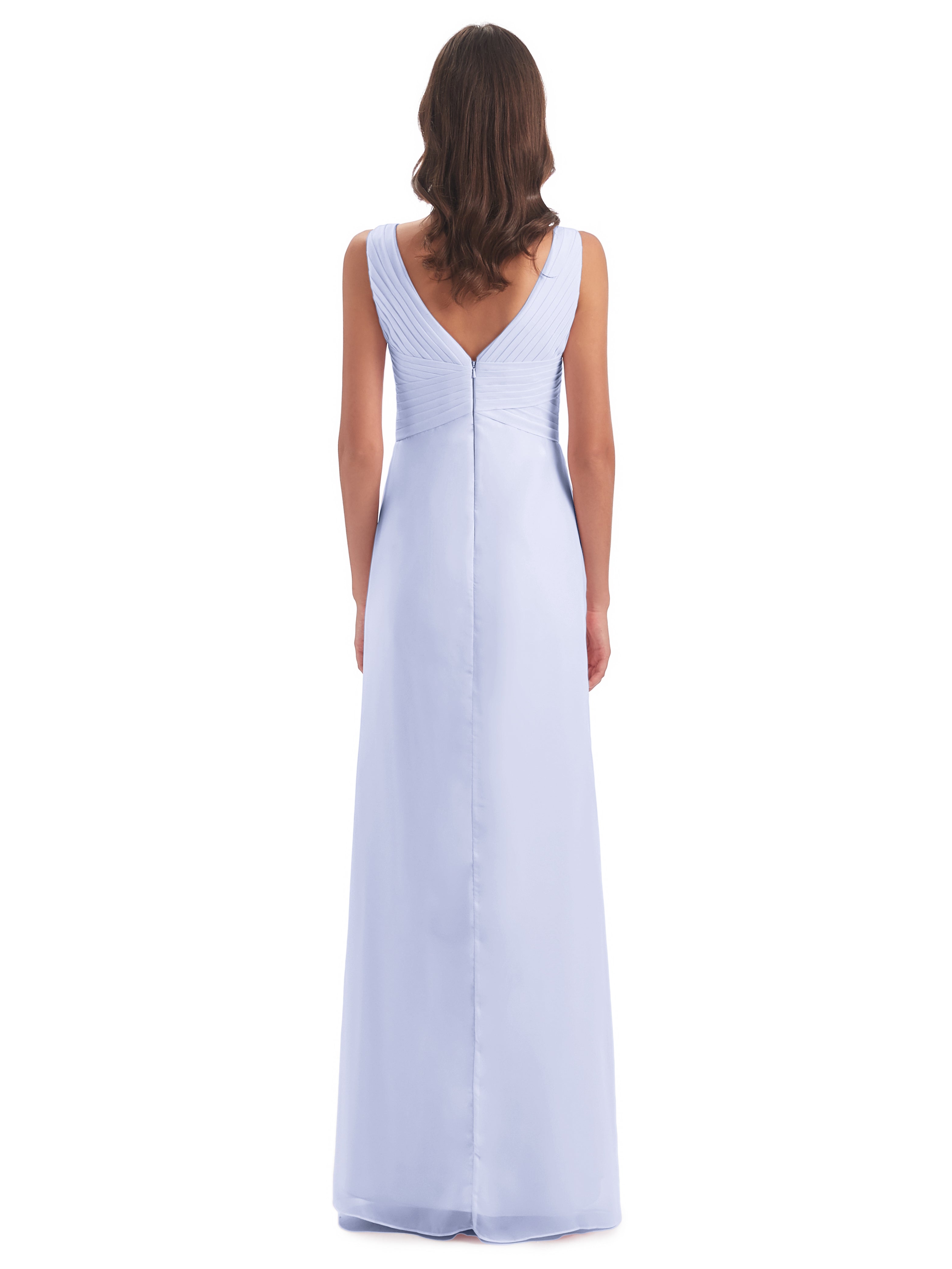 Robe Lavande Demoiselle D Honneur Fendue Devant Mousseline Longue Robes Demoiselle D'Honneur
