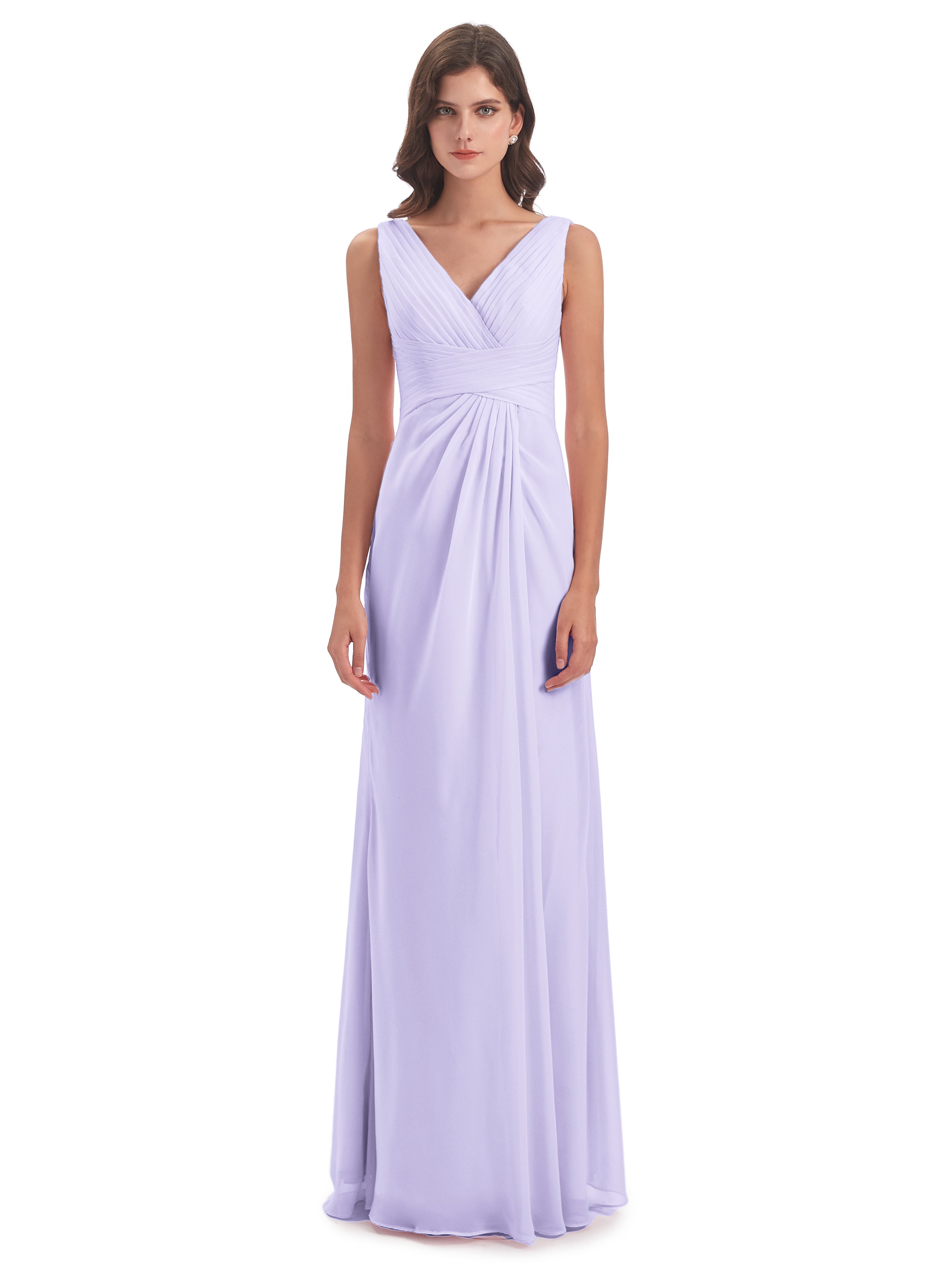 Robe Demoiselle D Honneur Couleur Lilas Fendue Devant Mousseline Longue Robes Demoiselle D'Honneur