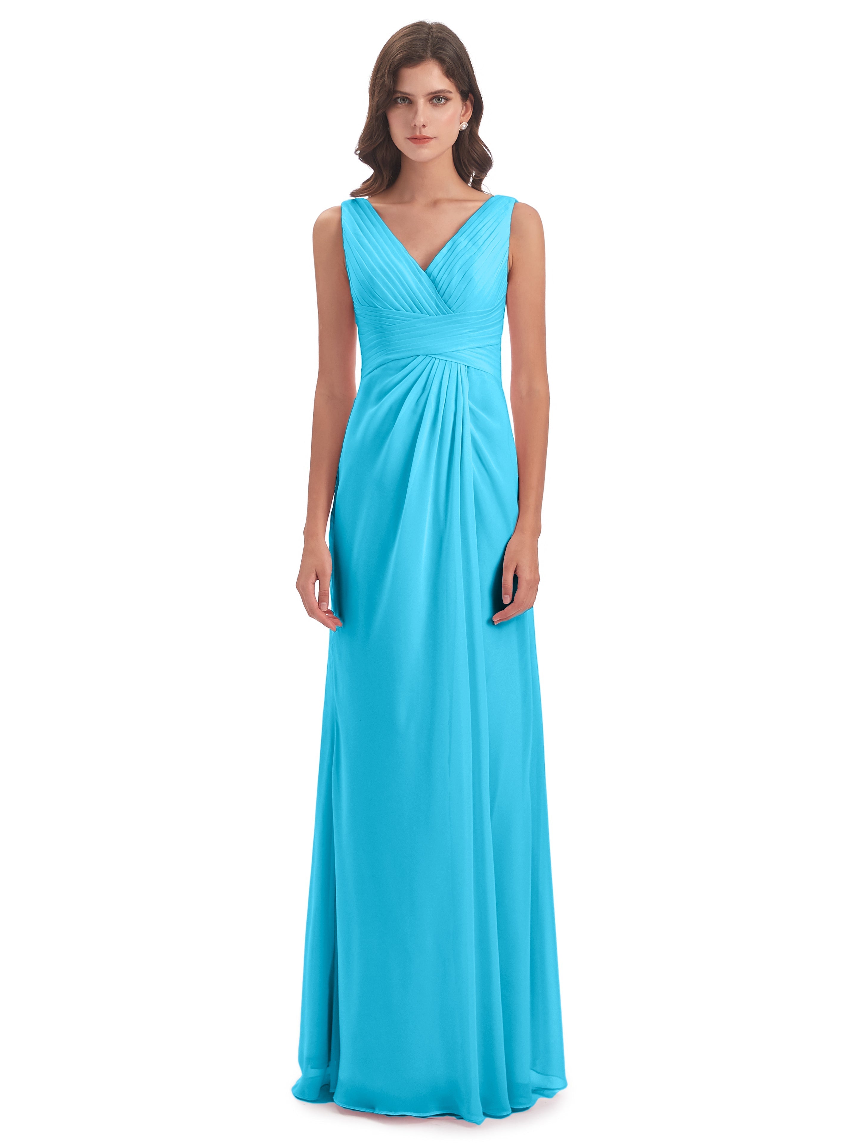 Robe De Demoiselle D'Honneur En Piscine Fendue Devant Mousseline Longue Robes Demoiselle D'Honneur
