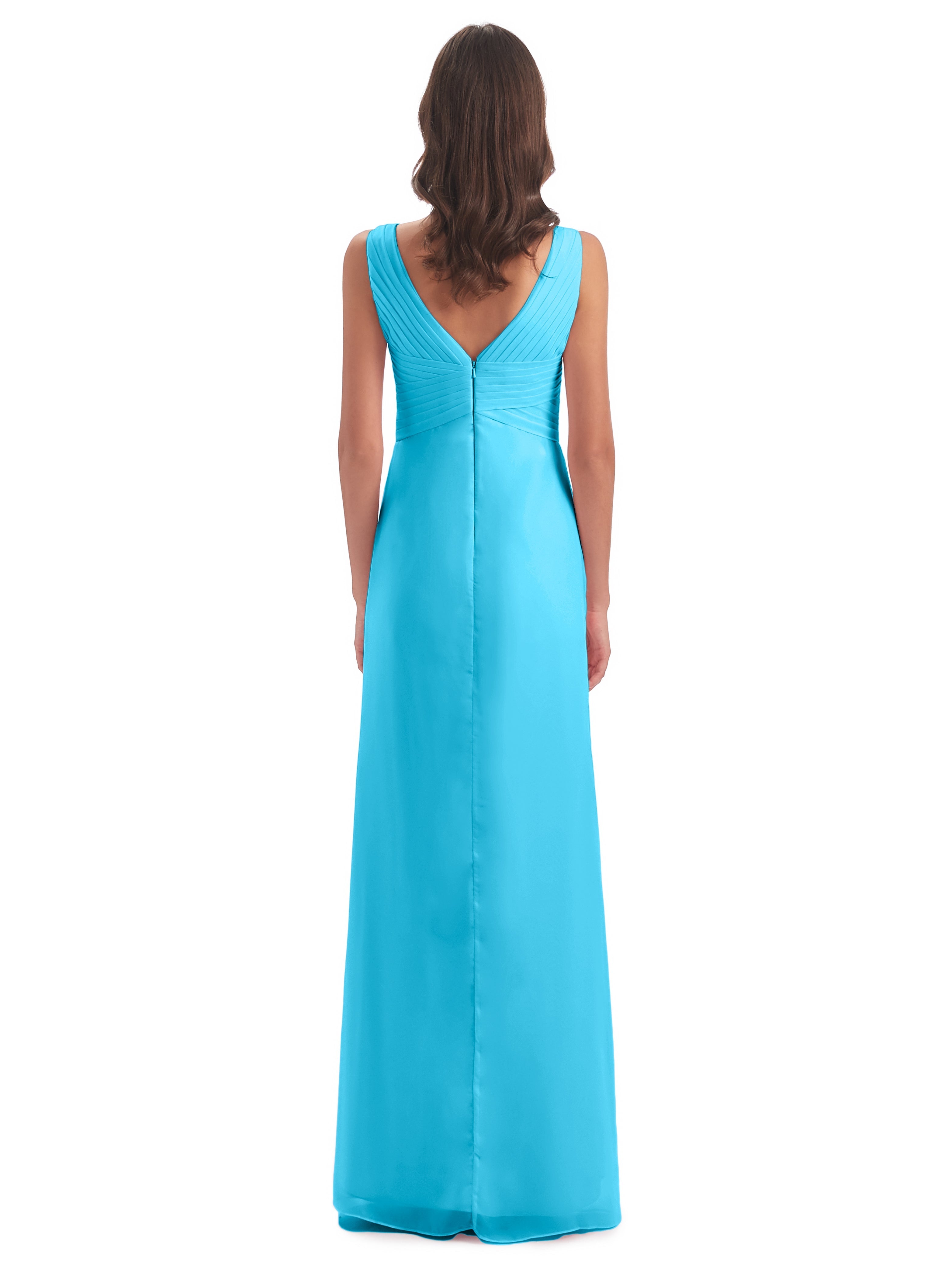 Robe De Demoiselle D'Honneur En Piscine Fendue Devant Mousseline Longue Robes Demoiselle D'Honneur