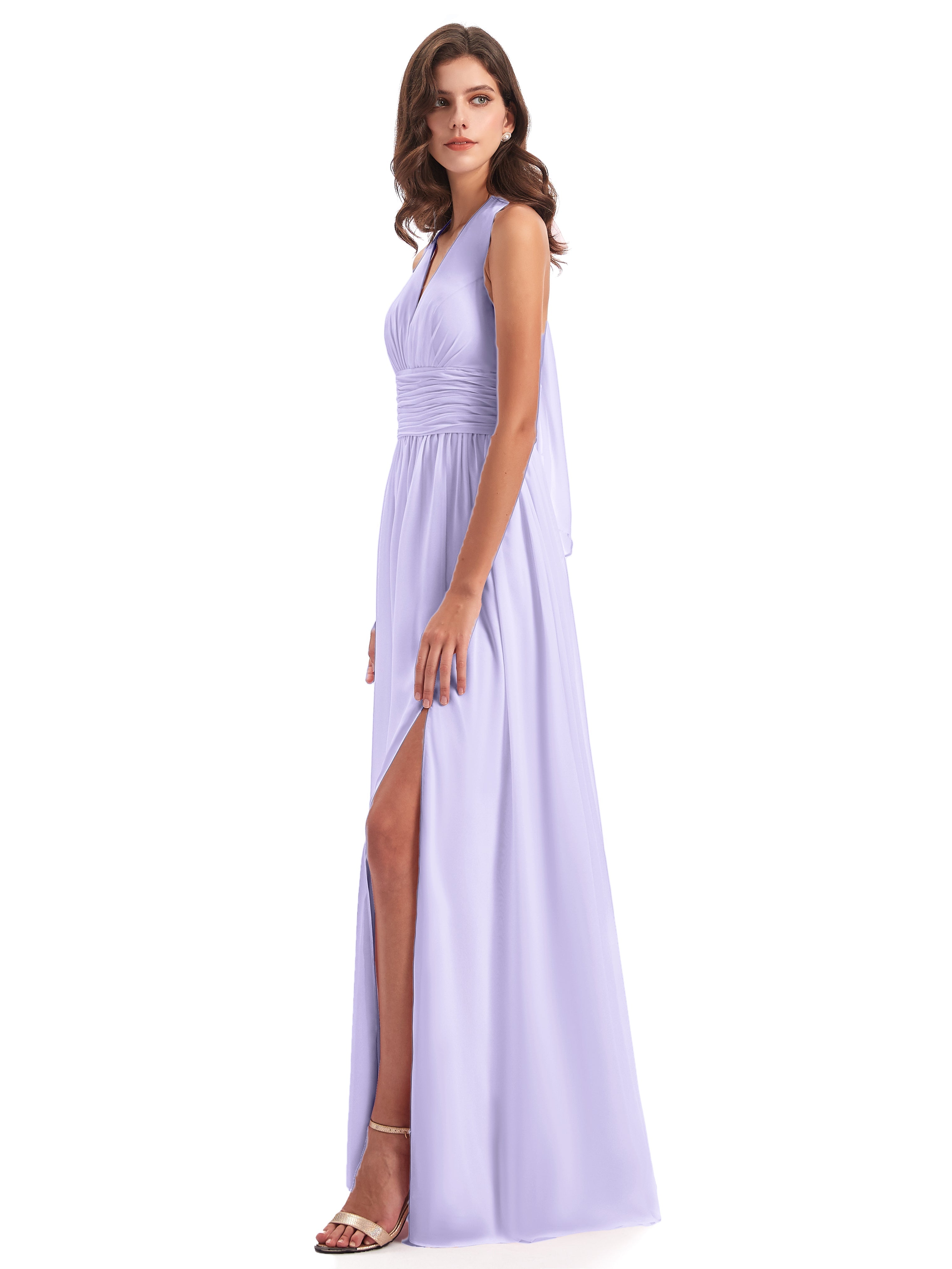 Demoiselle Robe Cocktail Robe Lilas Nœud Papillon Fendue Devant Robes Demoiselle D'Honneur