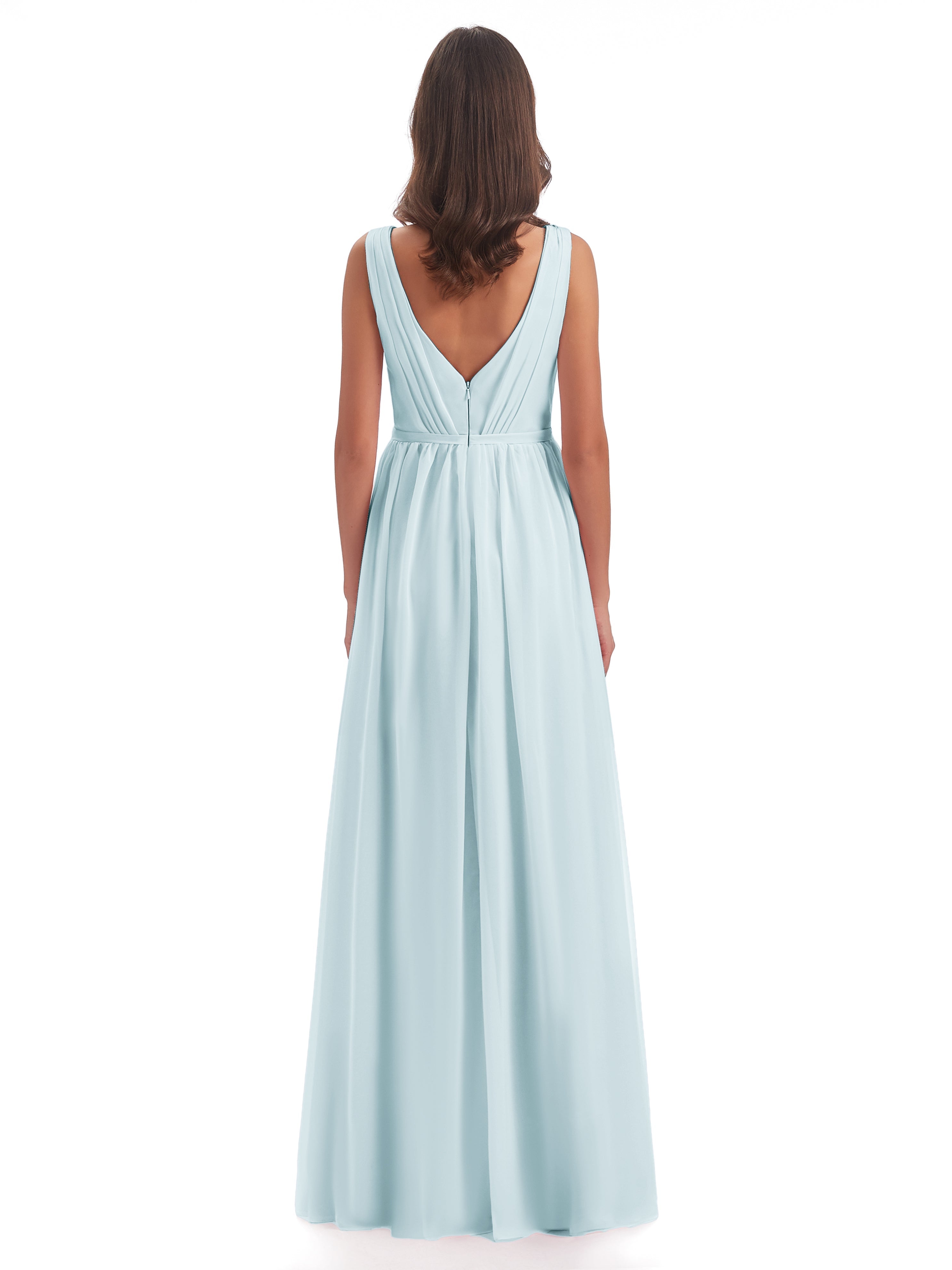 Robe De Demoiselle D'Honneur Brume Fourreau/Colonne Col V Mousseline Robes Demoiselle D'Honneur