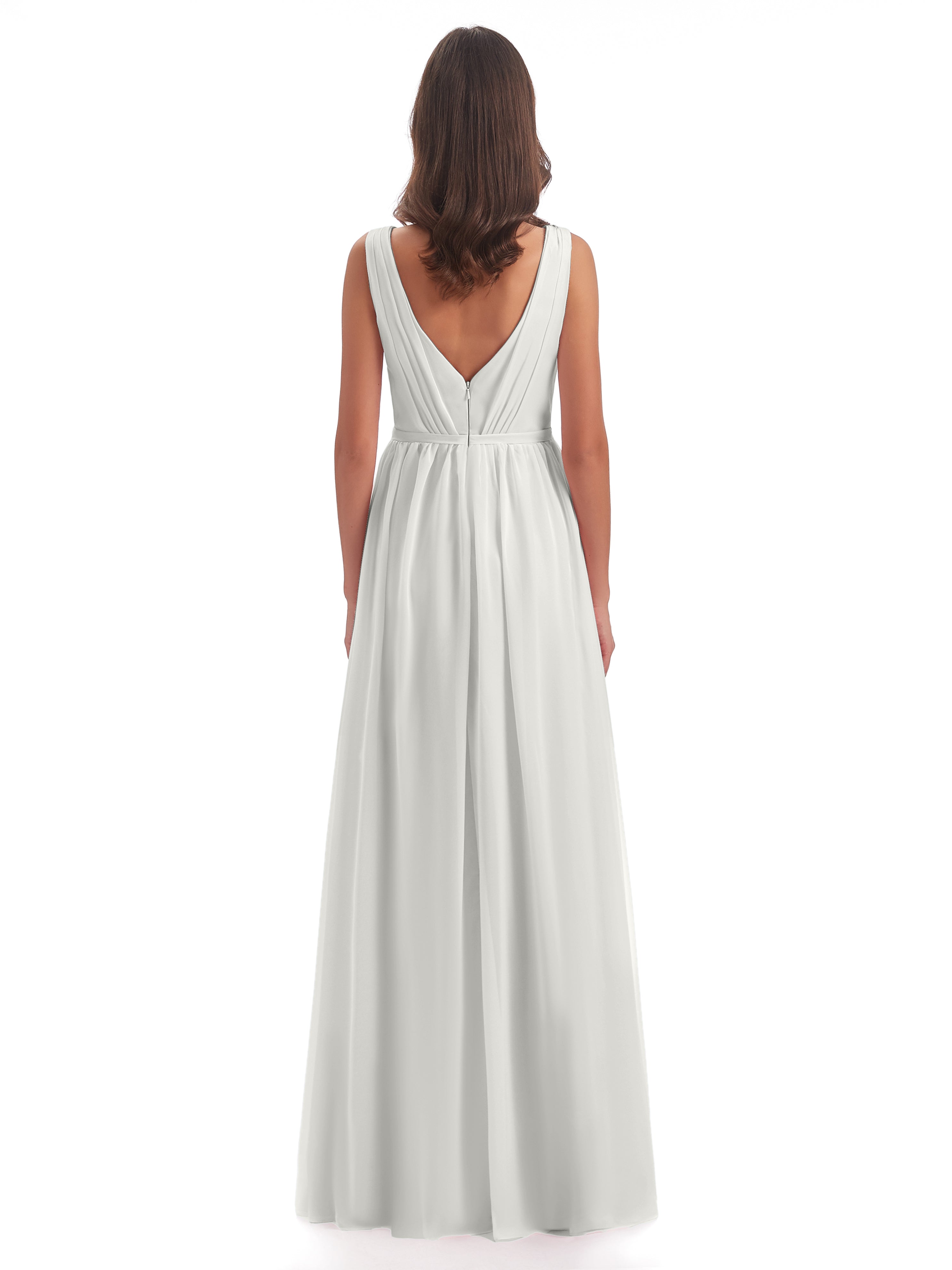 Robe Ivoire Demoiselle D Honneur Fourreau/Colonne Col V Mousseline Robes Demoiselle D'Honneur