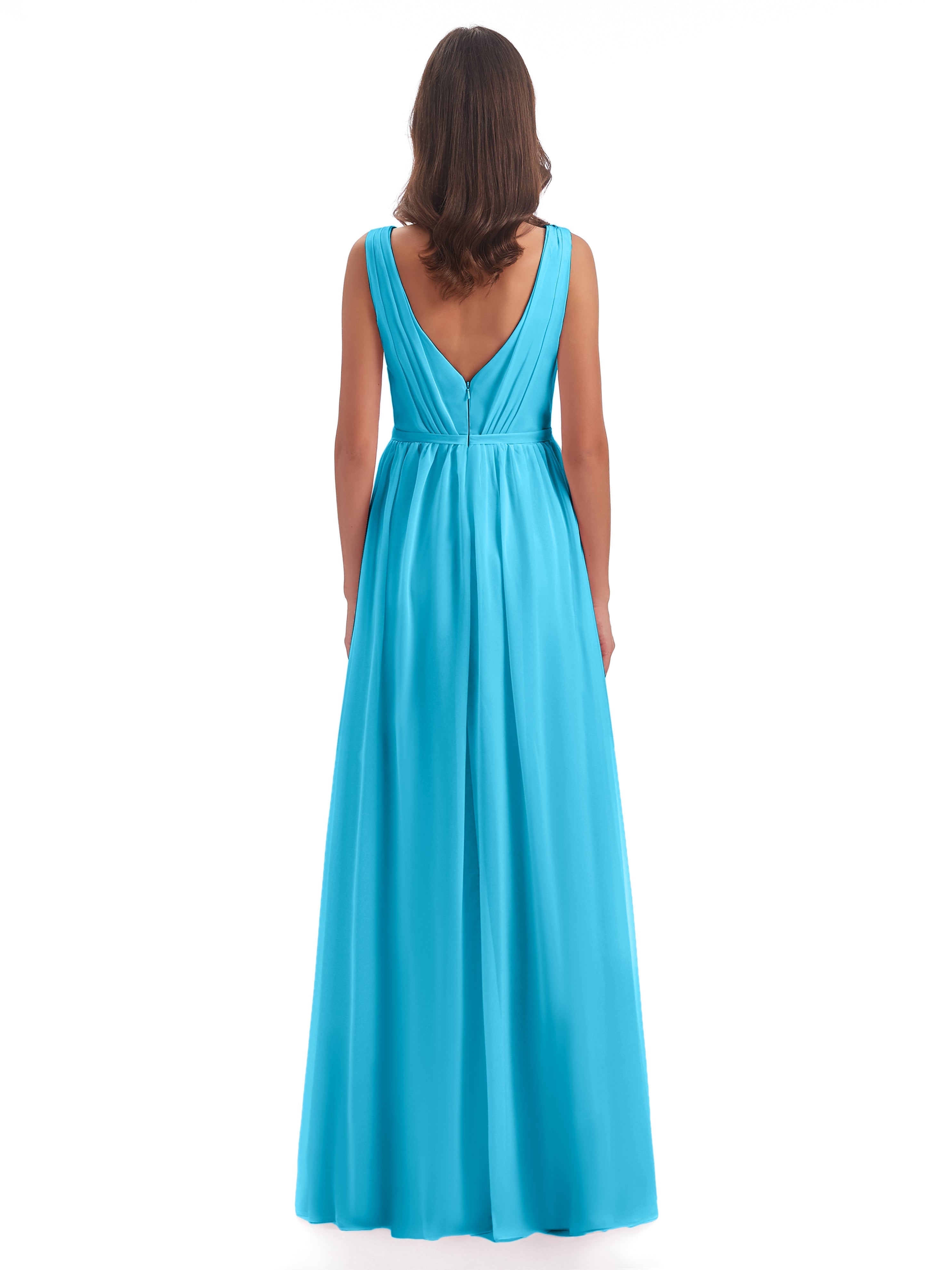 Robe De Demoiselle D'Honneur En Piscine Fourreau/Colonne Col V Mousseline Robes Demoiselle D'Honneur
