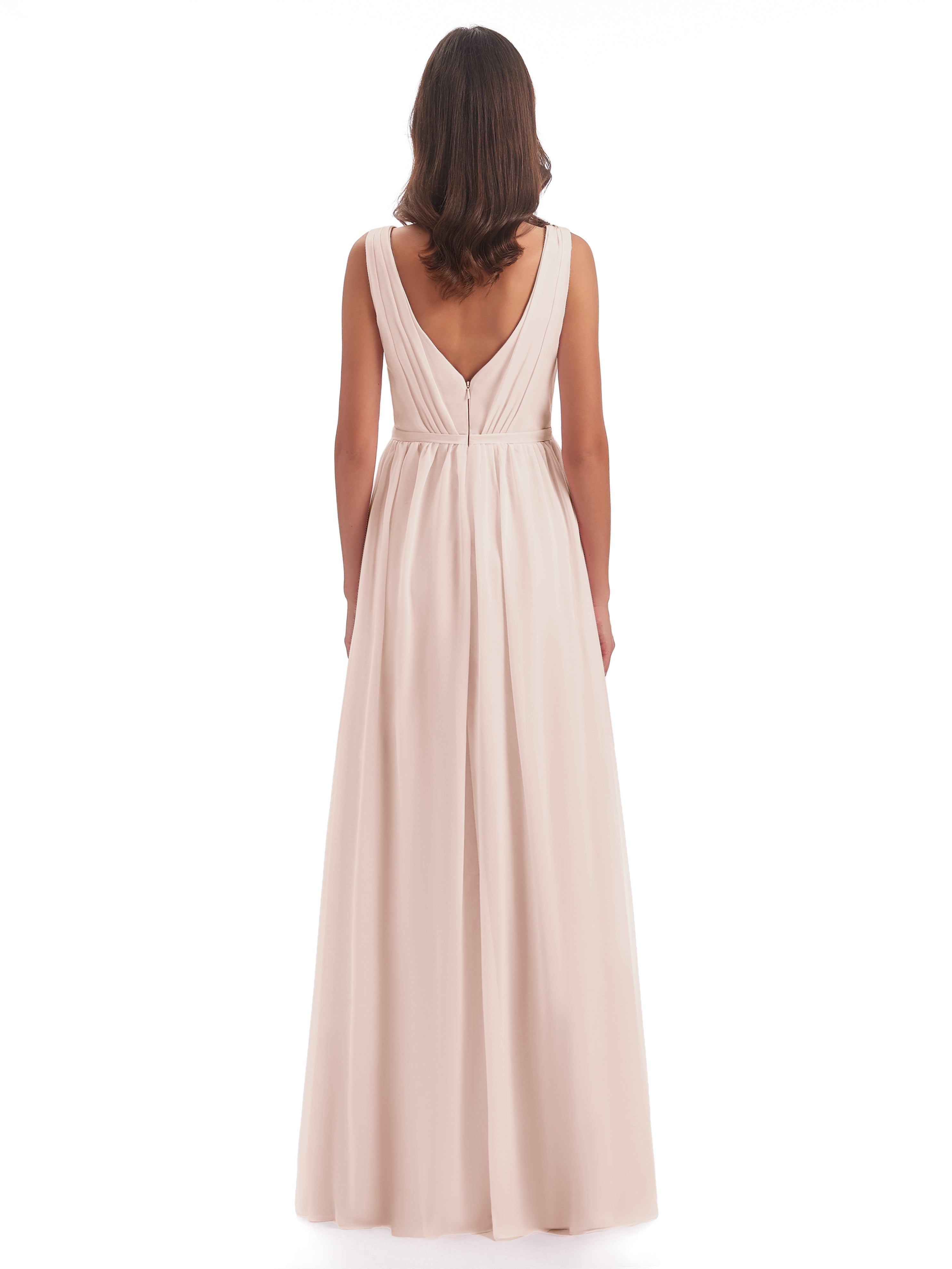 Robe De Demoiselle D'Honneur En Perles Fourreau/Colonne Col V Mousseline Robes Demoiselle D'Honneur