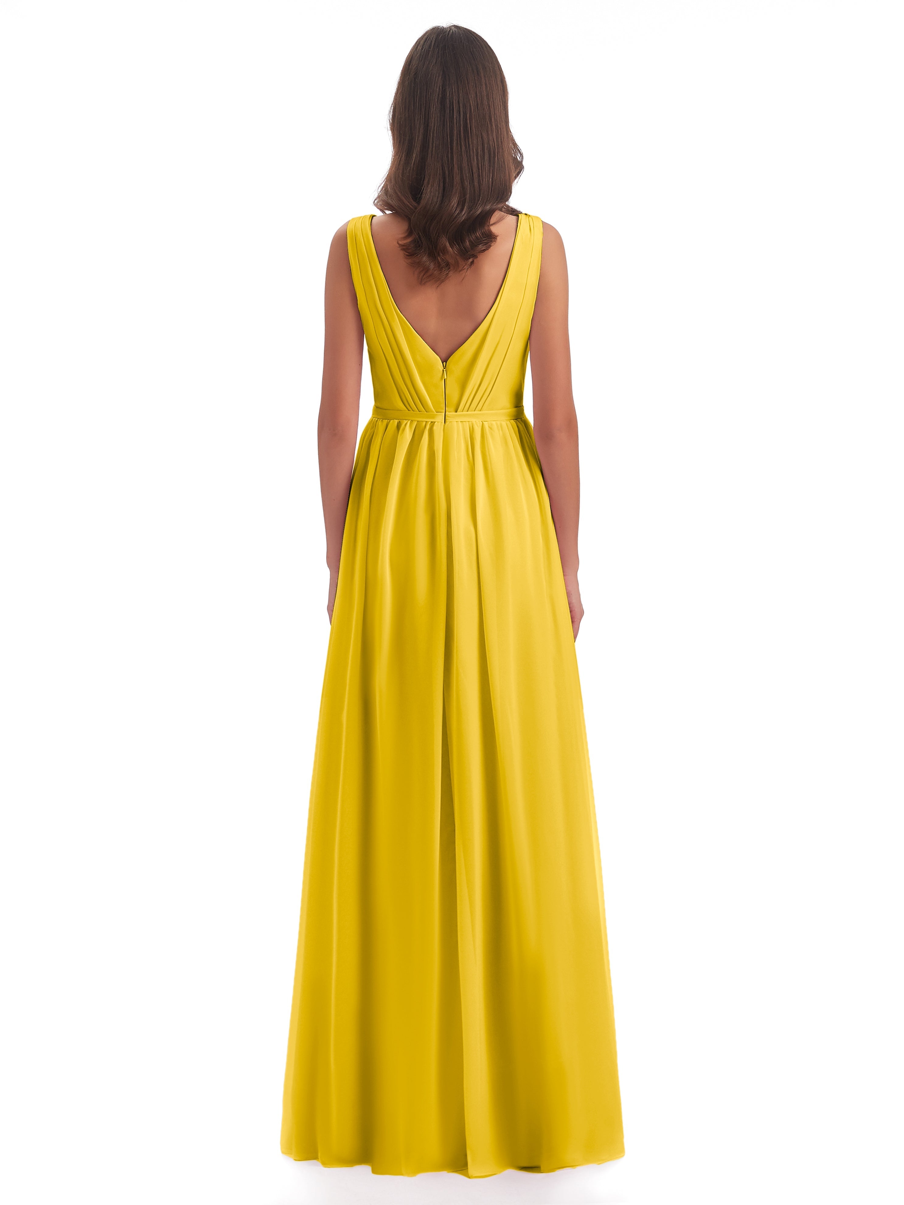 Robe De Demoiselle D'Honneur Souci Fourreau/Colonne Col V Mousseline Robes Demoiselle D'Honneur