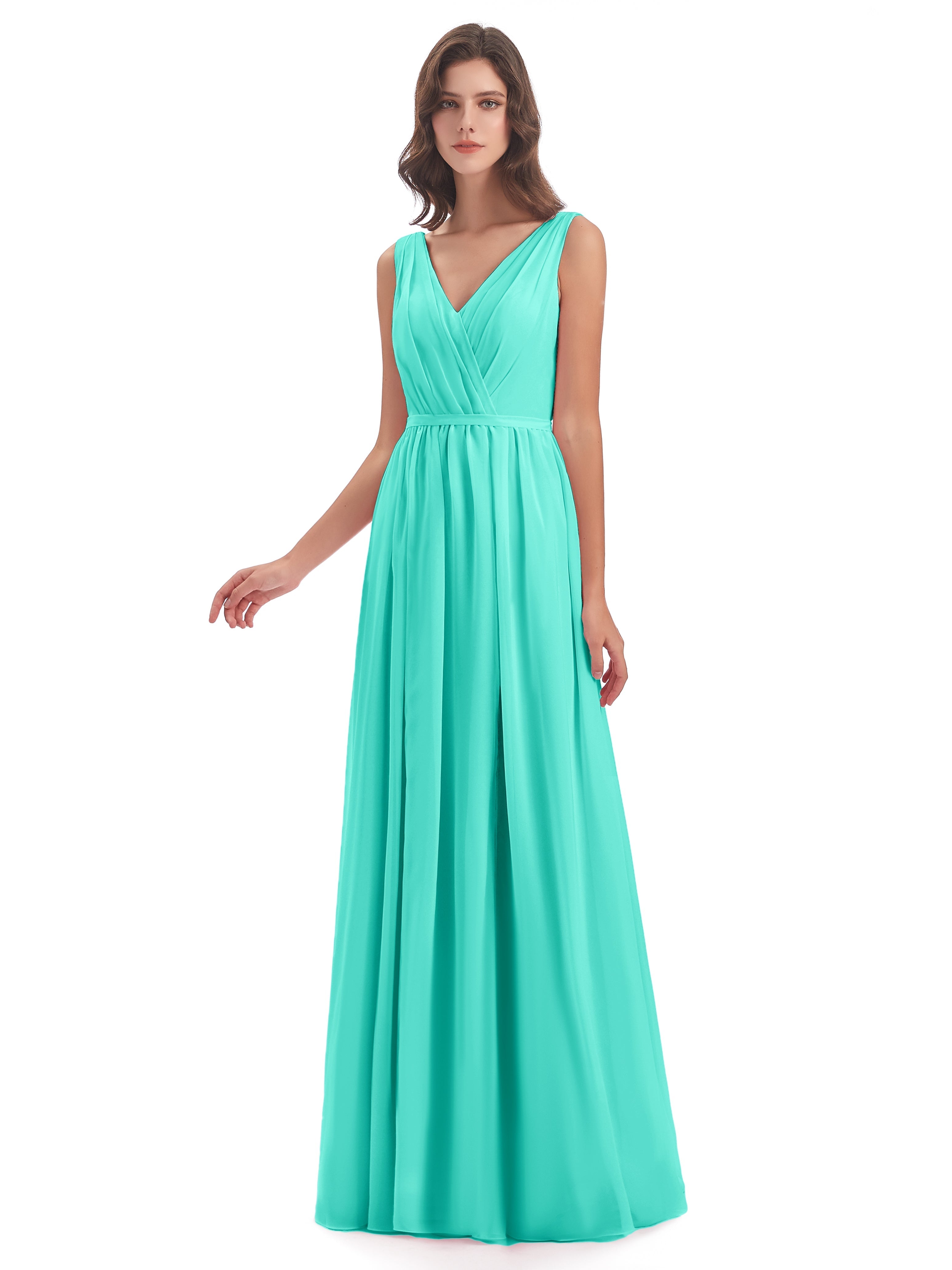 Robes De Demoiselle D'Honneur Spa Fourreau/Colonne Col V Mousseline Robes Demoiselle D'Honneur