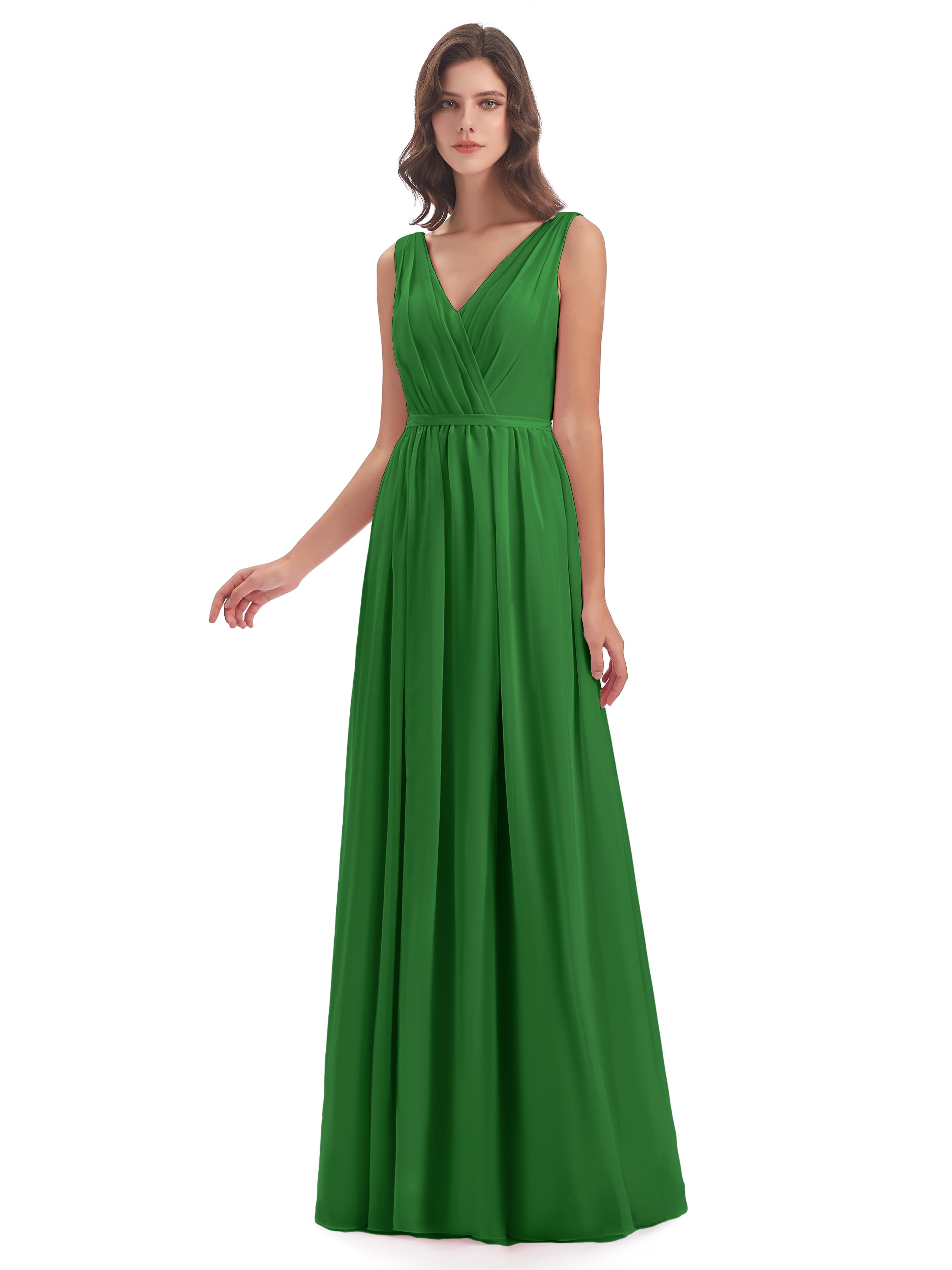Robe De Demoiselle D Honneur Vert Fourreau/Colonne Col V Mousseline Robes Demoiselle D'Honneur