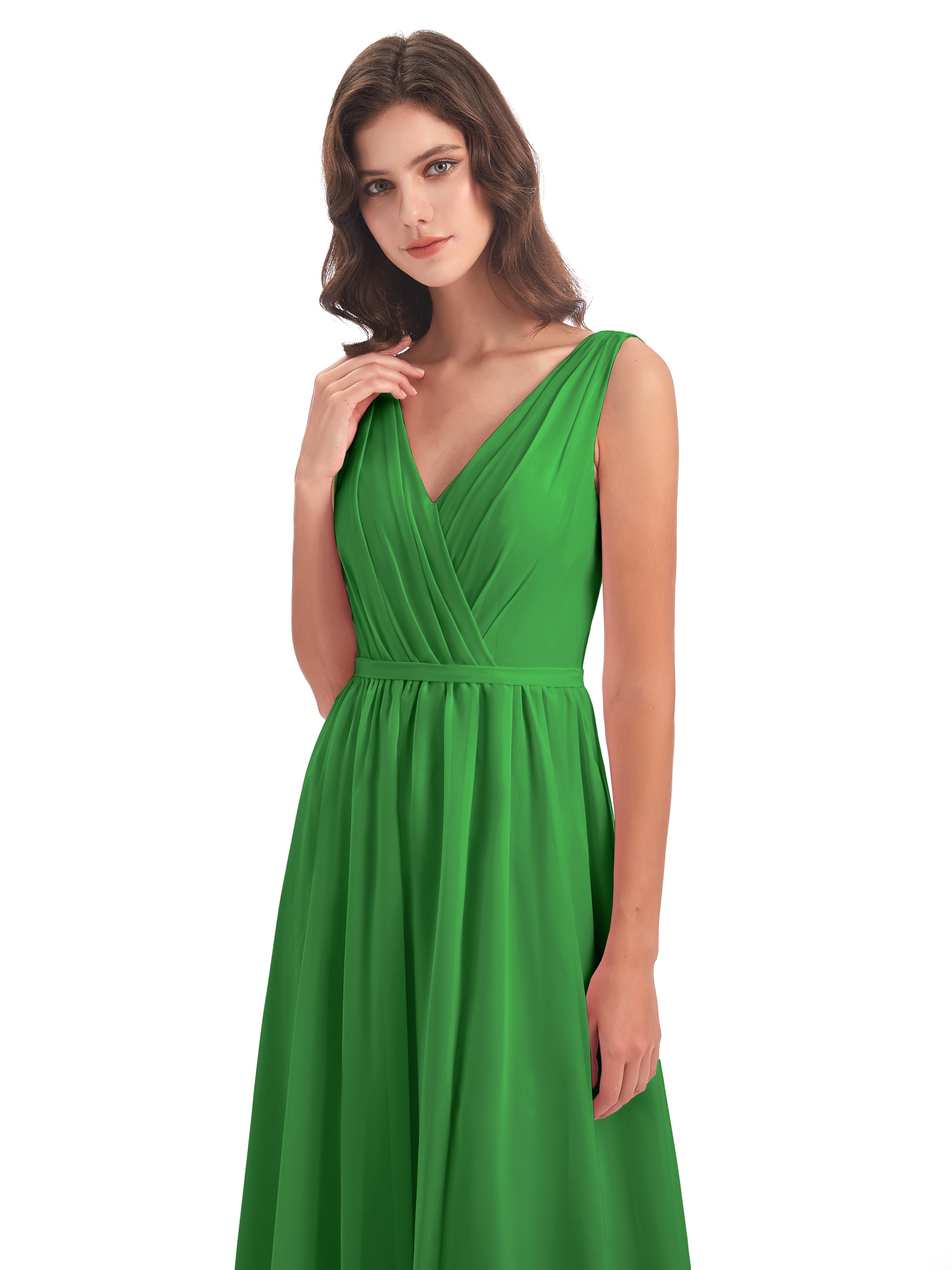Robe De Demoiselle D Honneur Vert Fourreau/Colonne Col V Mousseline Robes Demoiselle D'Honneur