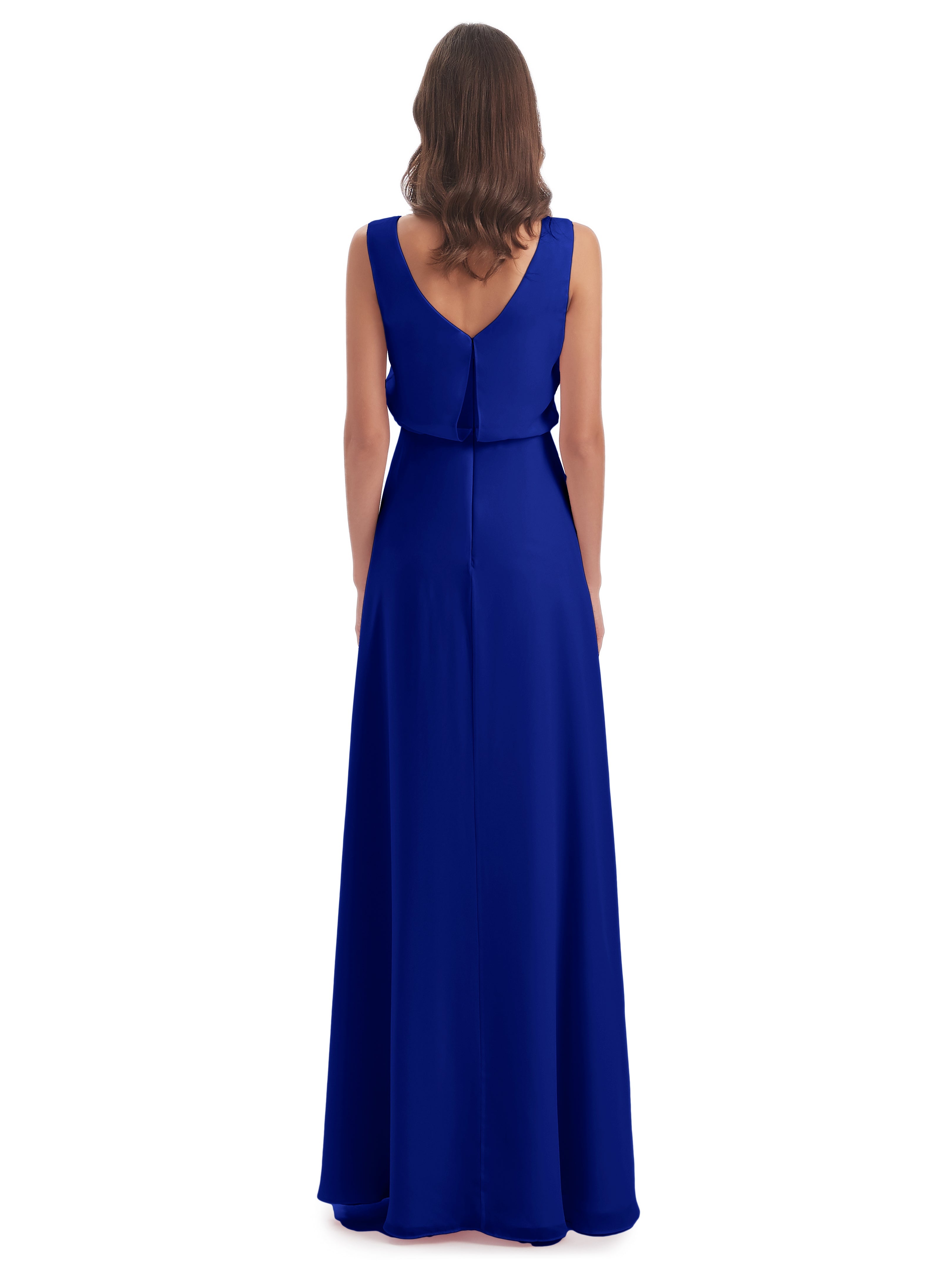 Robe Demoiselle D Honneur Bleue Roi Lilou Fourreau/Colonne Col Bénitier Robes Demoiselle D'Honneur