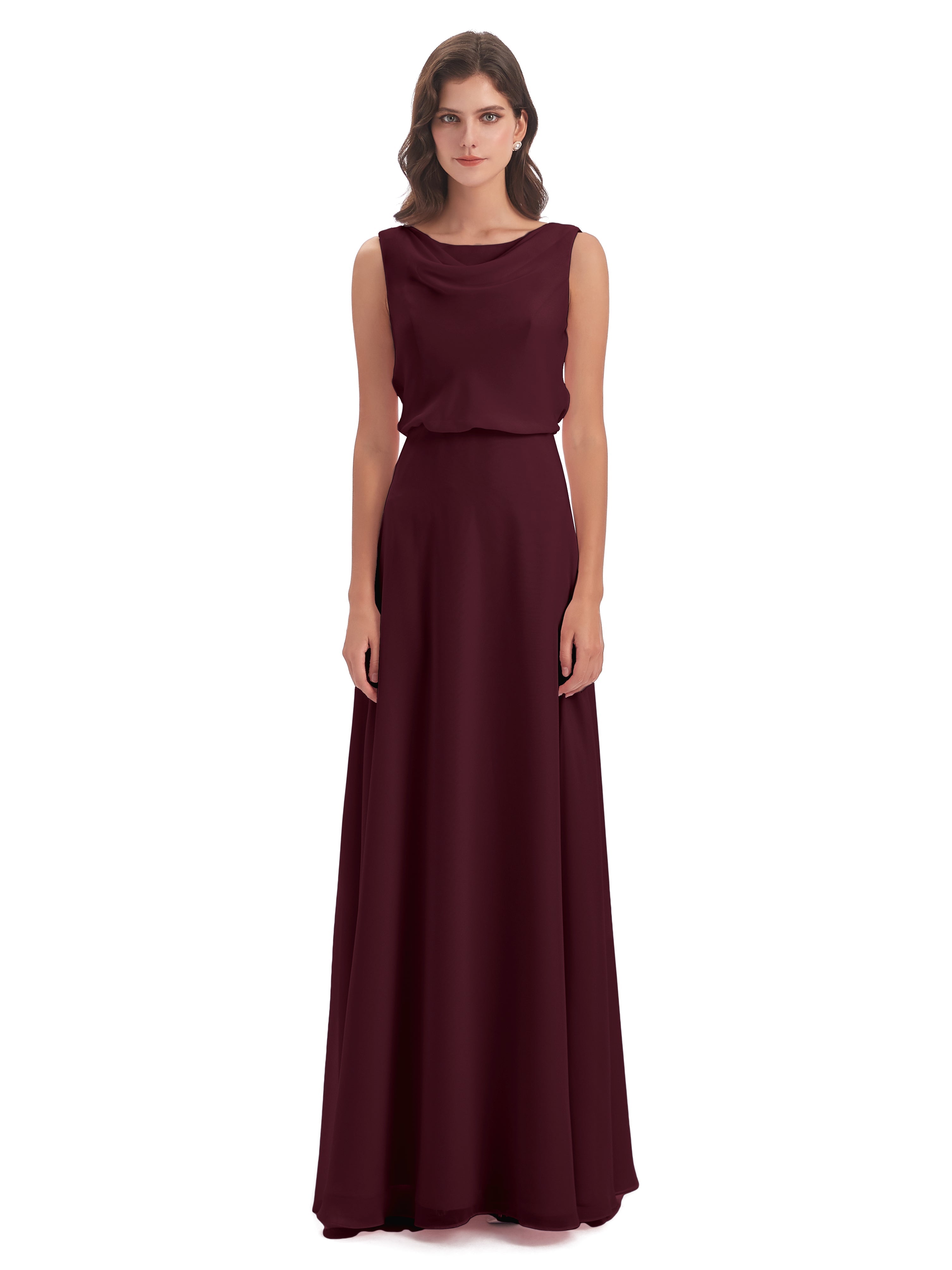 Robes De Demoiselle D'Honneur Cabernet Lilou Fourreau/Colonne Col Bénitier Robes Demoiselle D'Honneur