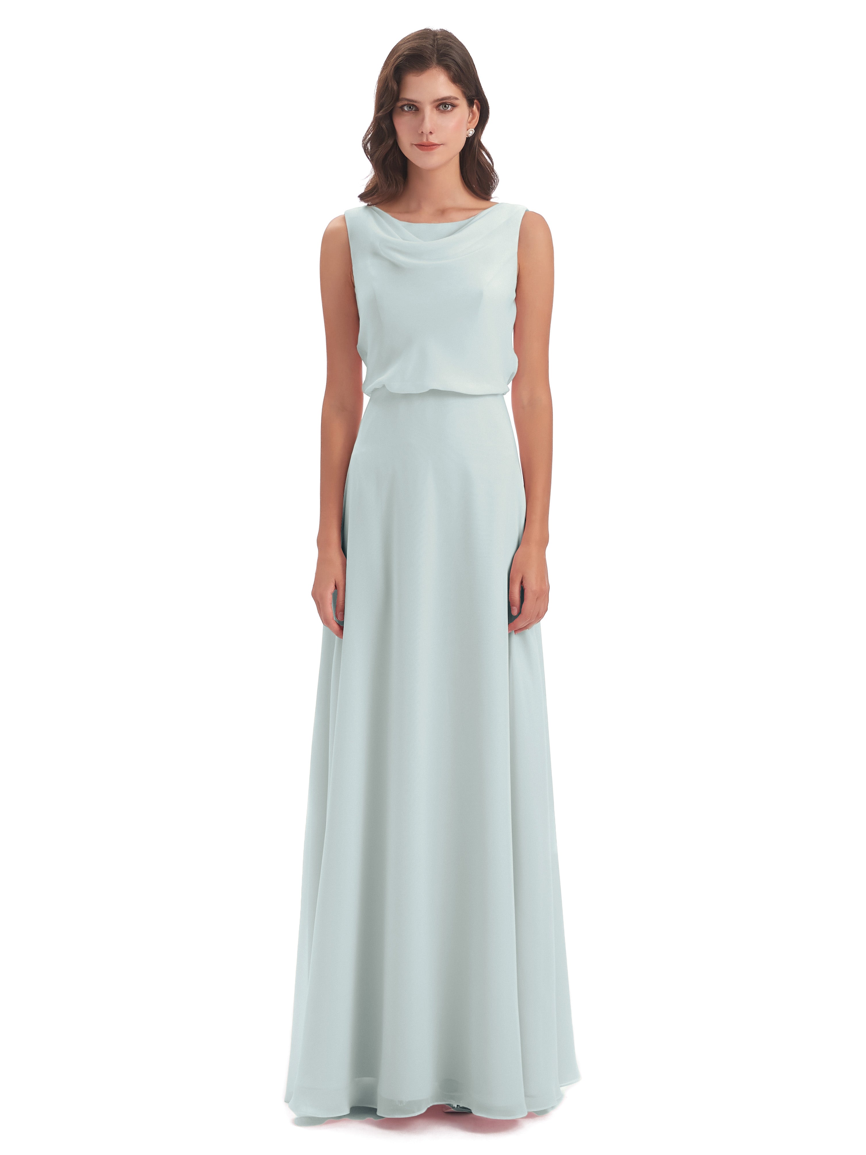 Robes De Demoiselle D'Honneur Celadon Lilou Fourreau/Colonne Col Bénitier Robes Demoiselle D'Honneur