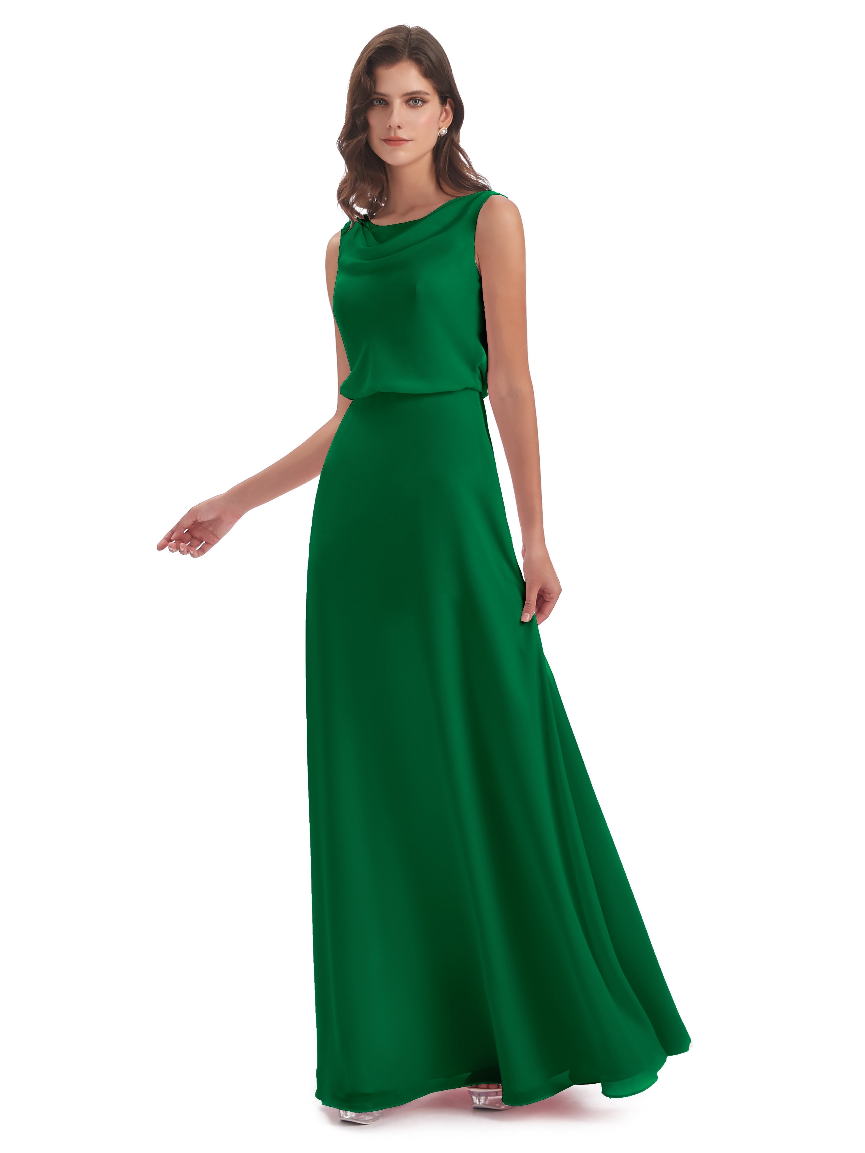 Bridal Robe Demoiselle D Honneur Vert Emeraude Lilou Fourreau/Colonne Col Bénitier Robes Demoiselle D'Honneur