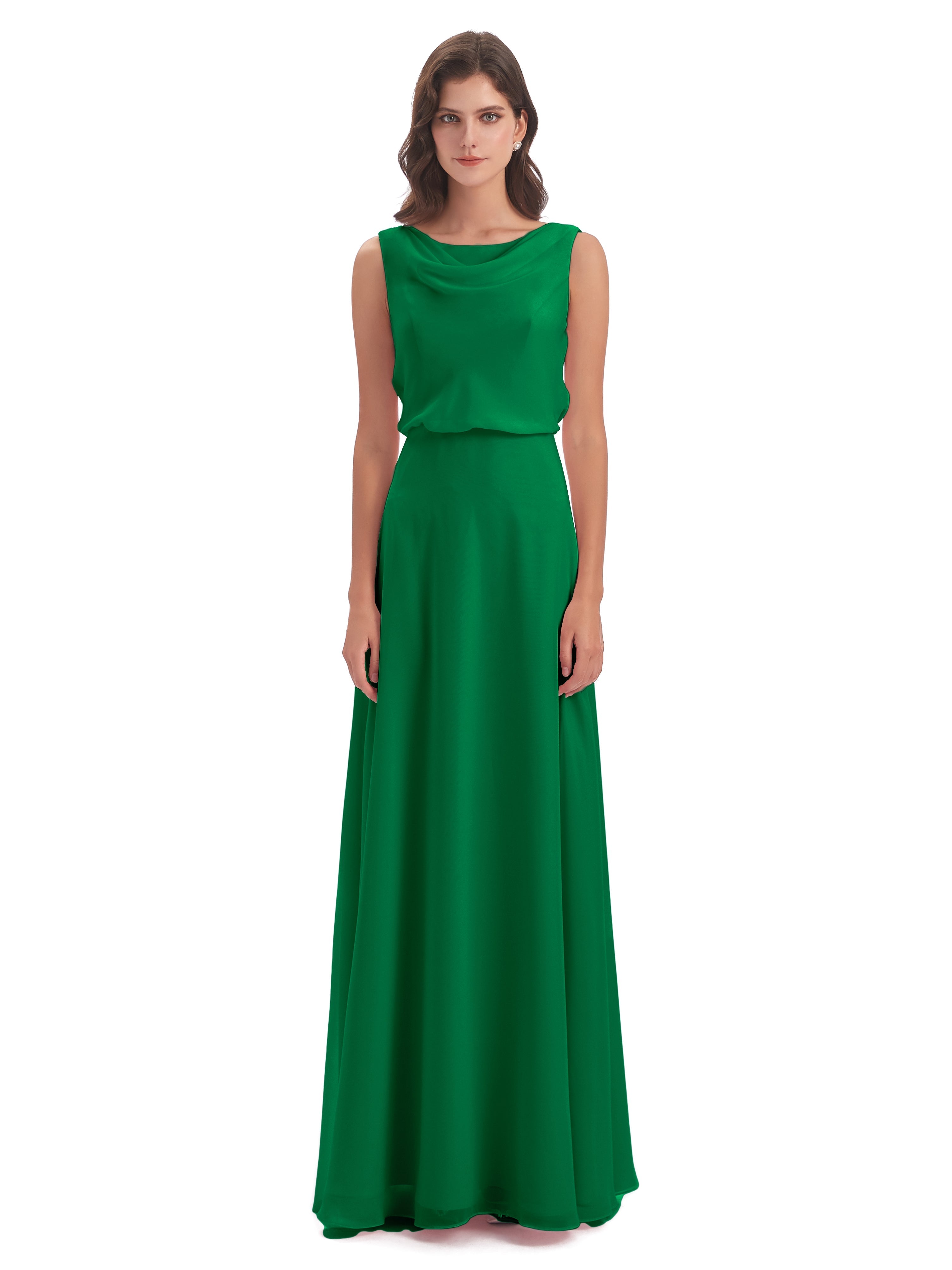 Bridal Robe Demoiselle D Honneur Vert Emeraude Lilou Fourreau/Colonne Col Bénitier Robes Demoiselle D'Honneur