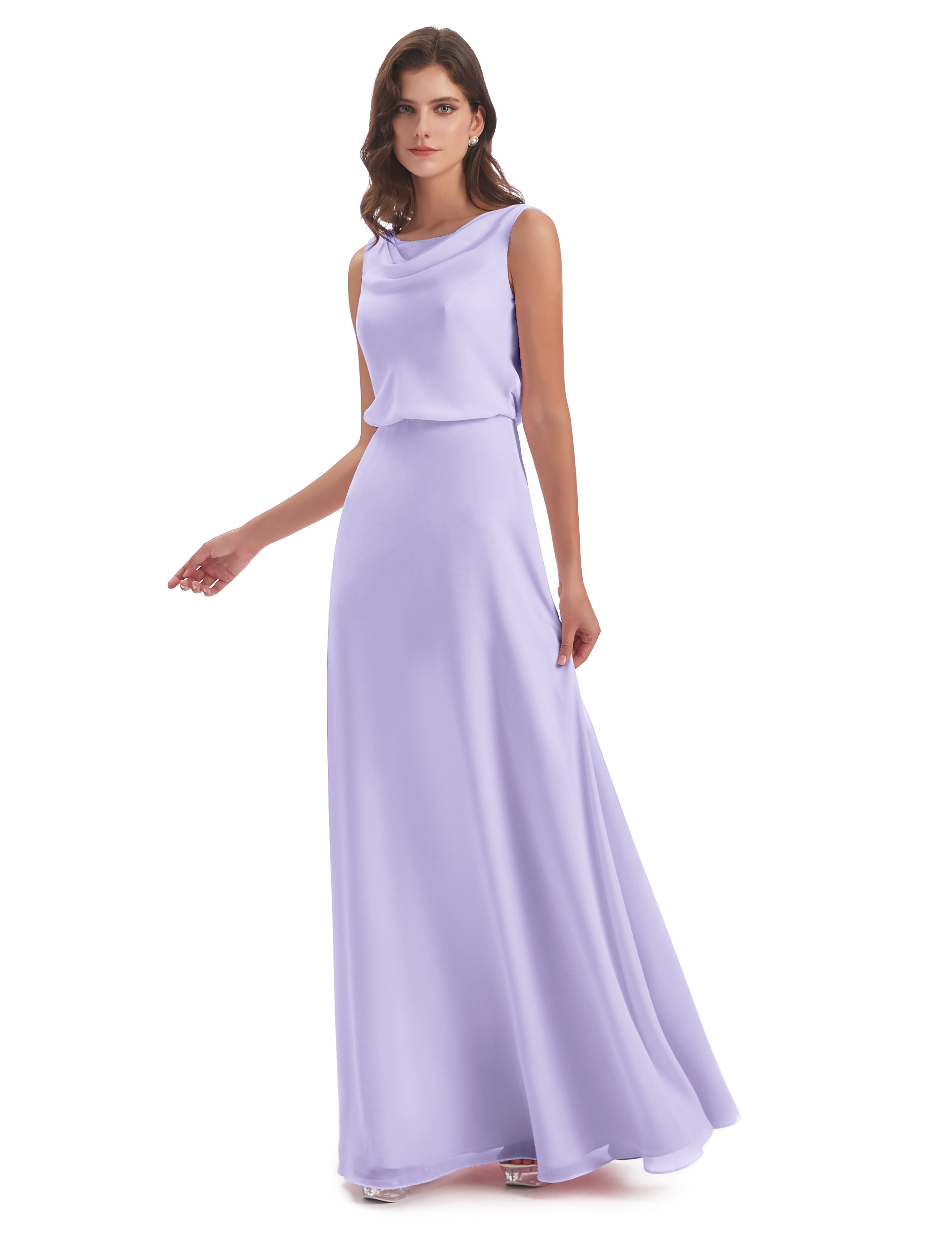 Robe Demoiselle Honneur Lilas Lilou Fourreau/Colonne Col Bénitier Robes Demoiselle D'Honneur