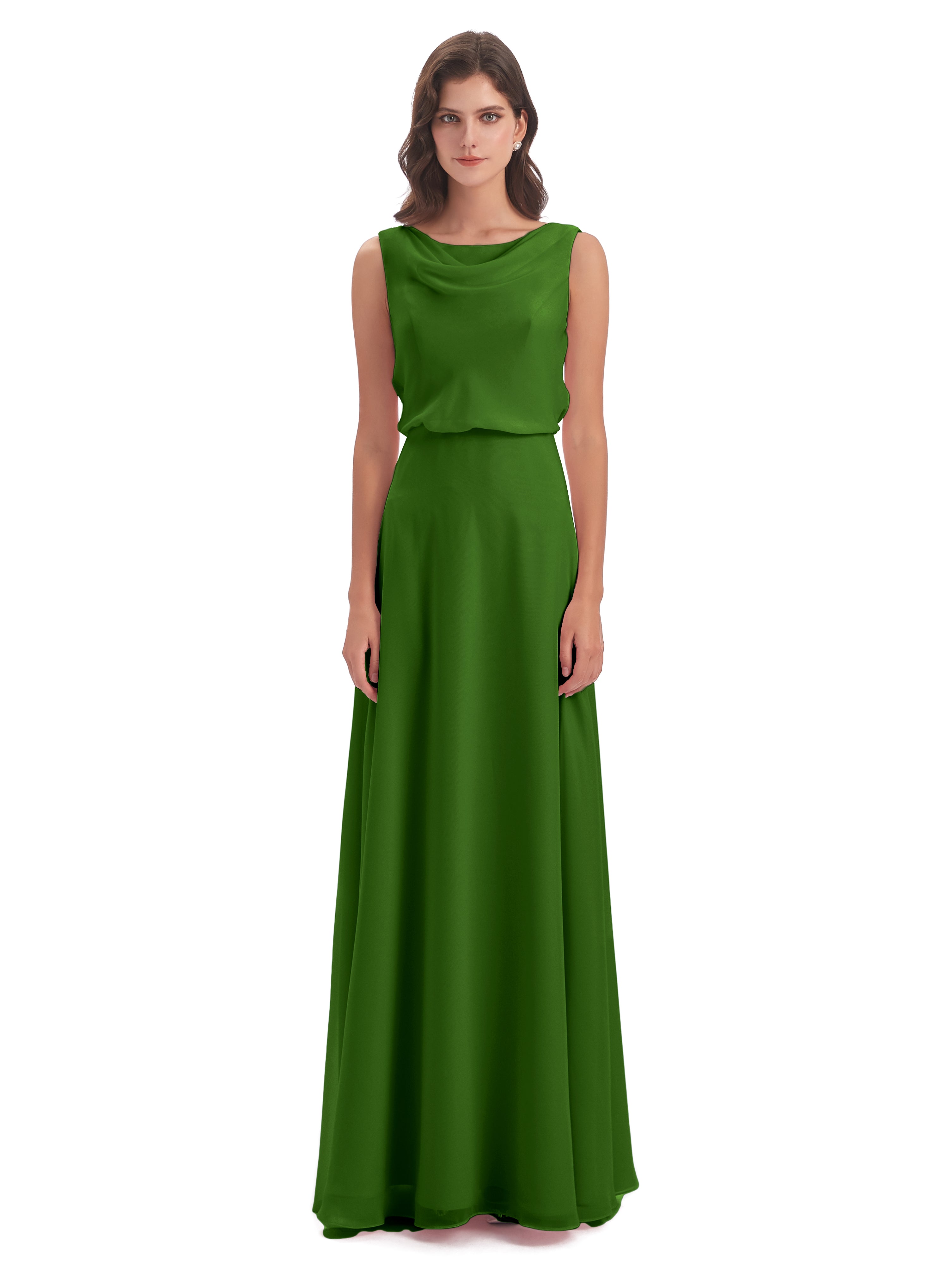 Robes De Demoiselle D'Honneur Vert Mousse Lilou Fourreau/Colonne Col Bénitier Robes Demoiselle D'Honneur