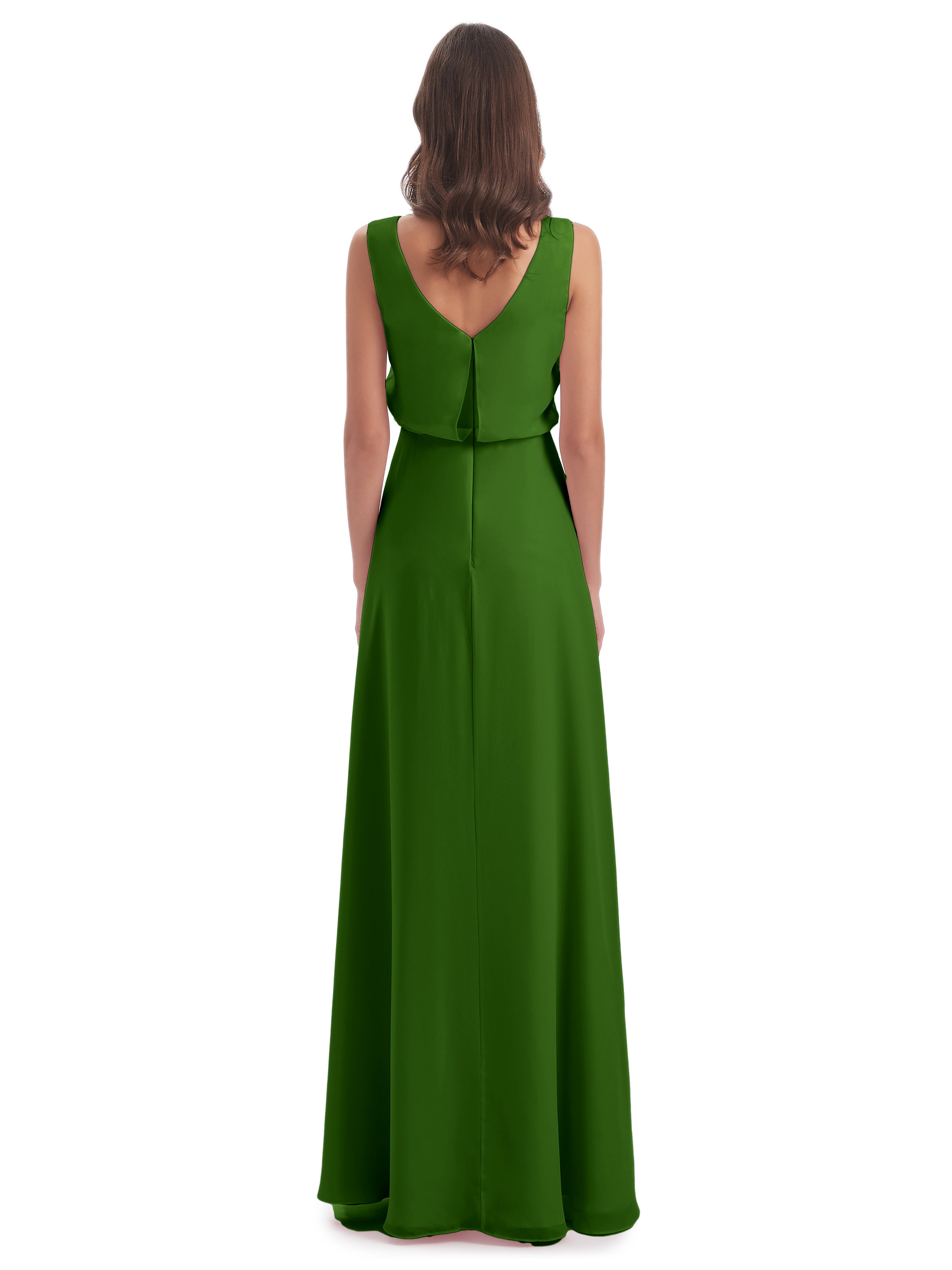 Robes De Demoiselle D'Honneur Vert Mousse Lilou Fourreau/Colonne Col Bénitier Robes Demoiselle D'Honneur