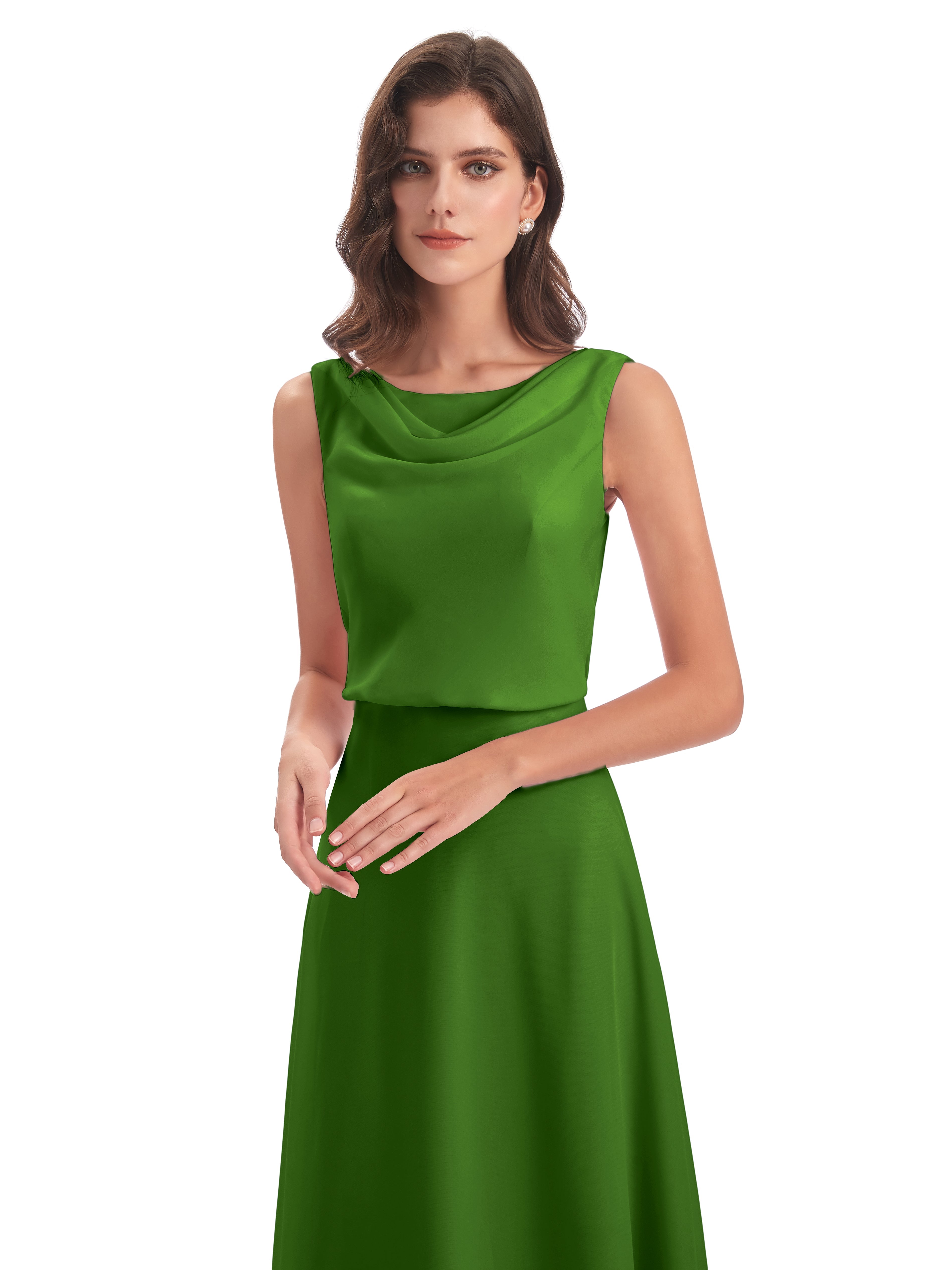 Robes De Demoiselle D'Honneur Vert Mousse Lilou Fourreau/Colonne Col Bénitier Robes Demoiselle D'Honneur